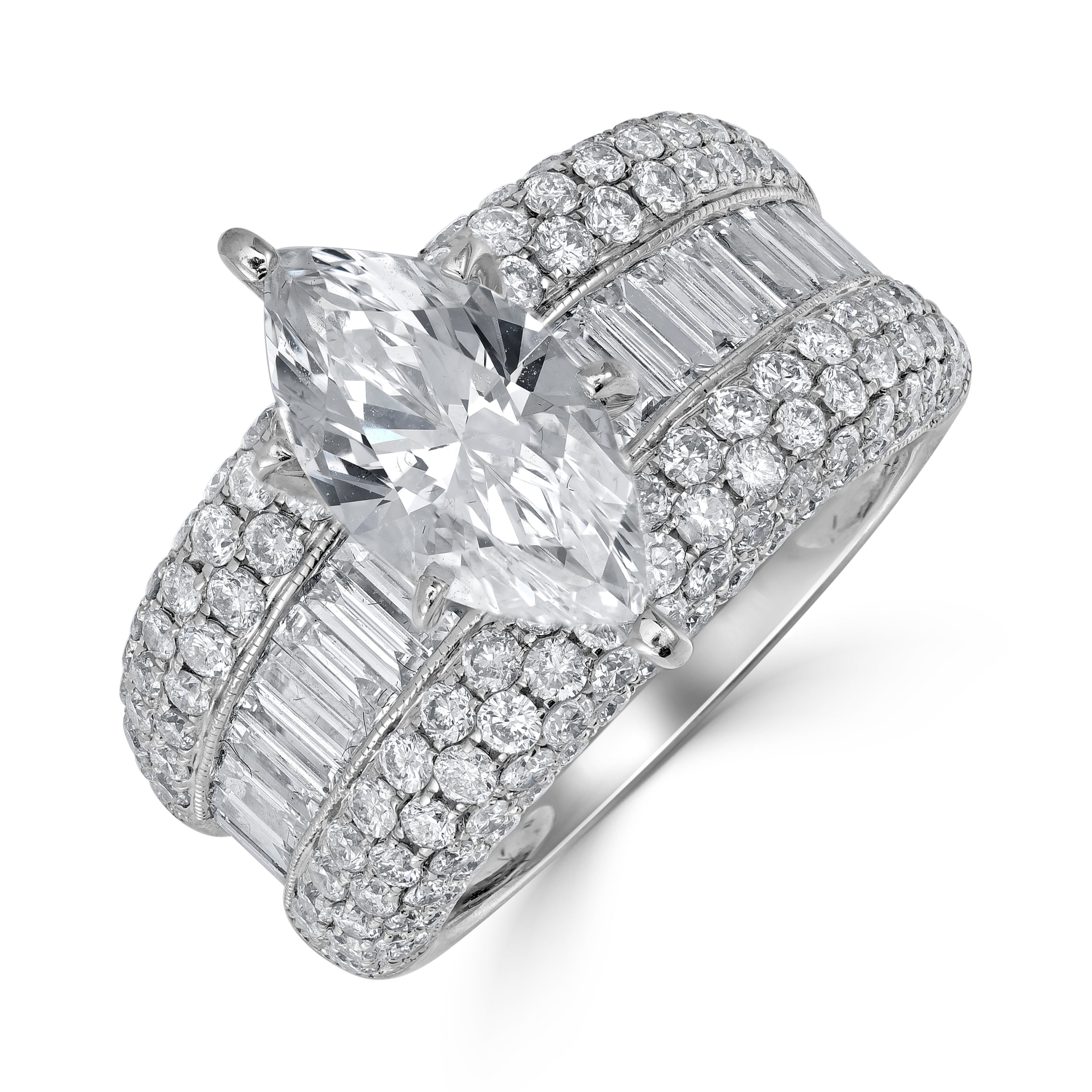 2.00 ct Solitaire Marquise Diamond Engagement Ring in 14K White Gold - EGL Certified