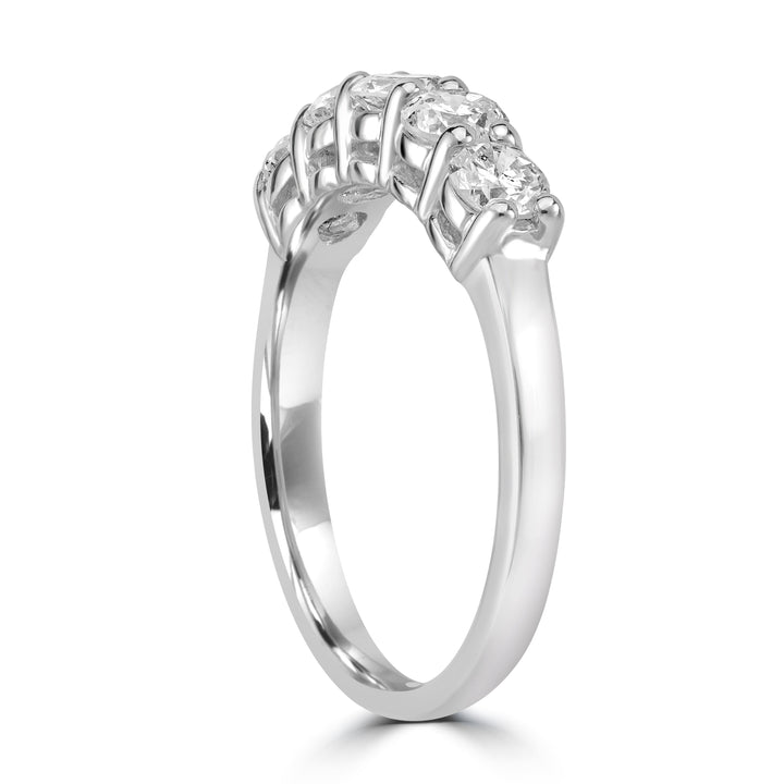 1.00 ct Five Stone Diamond Band in 14K White Gold