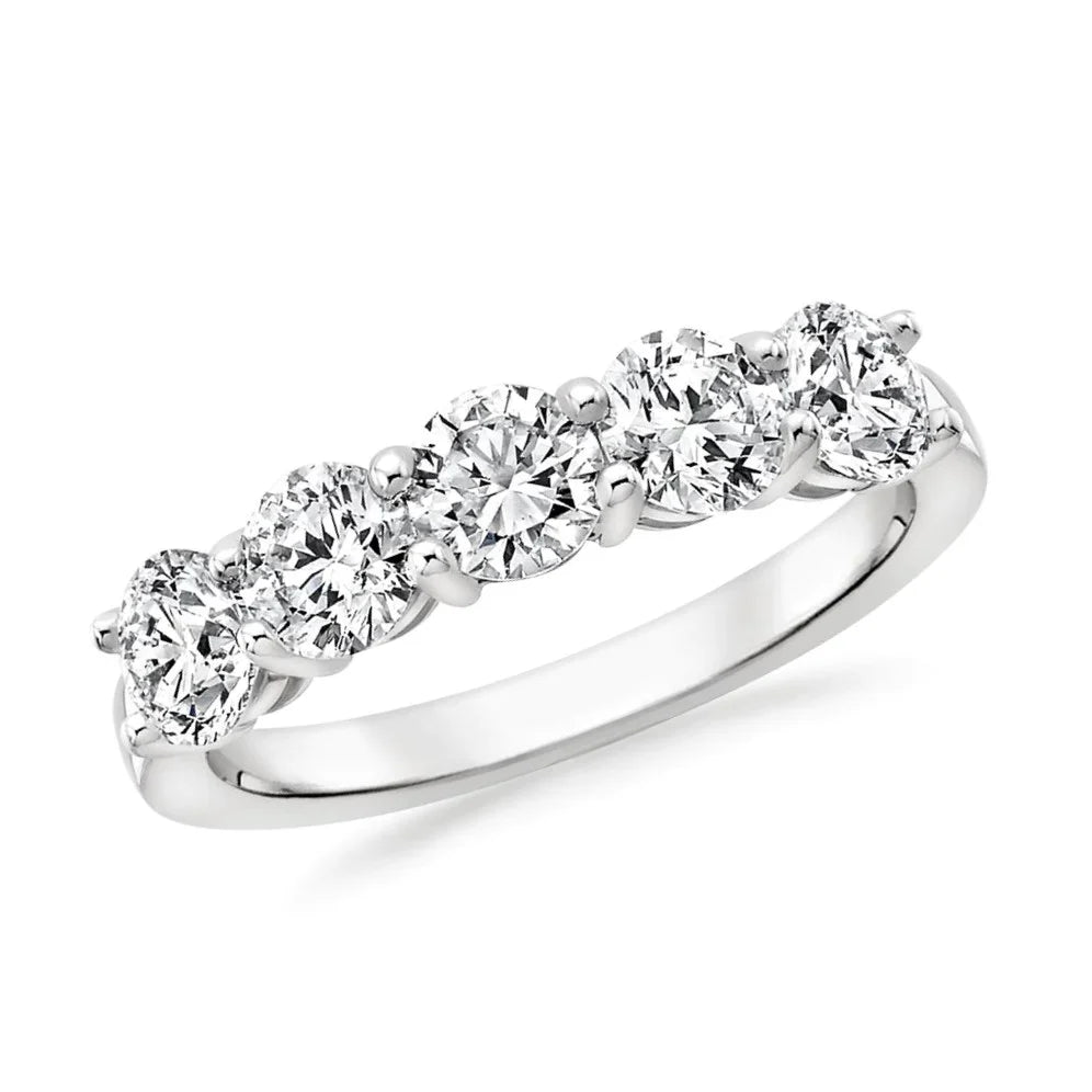 1.00 ct Five Stone Diamond Band in 14K White Gold