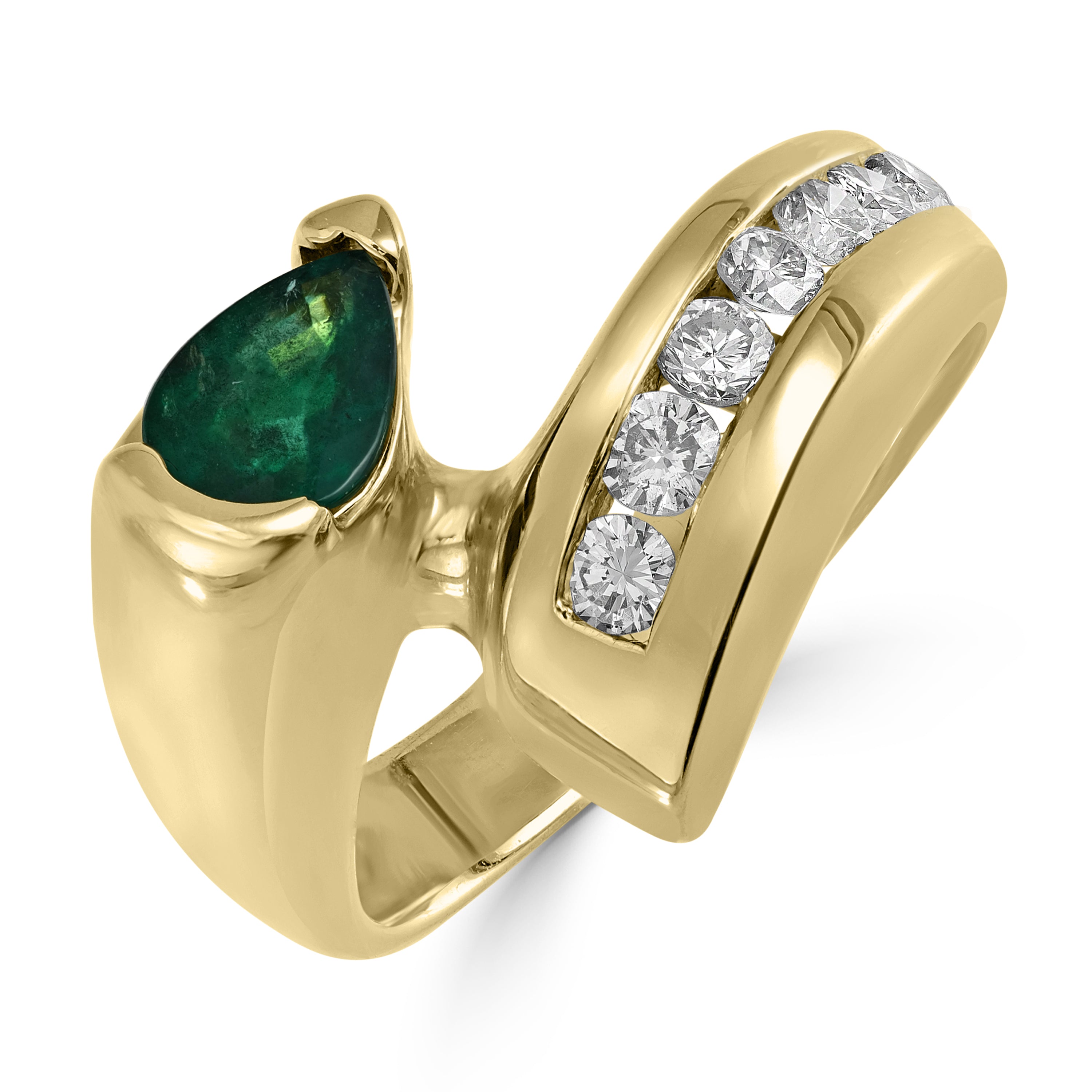 0.70 ct Emerald Gemstone & Diamond Ring in 14K Yellow Gold