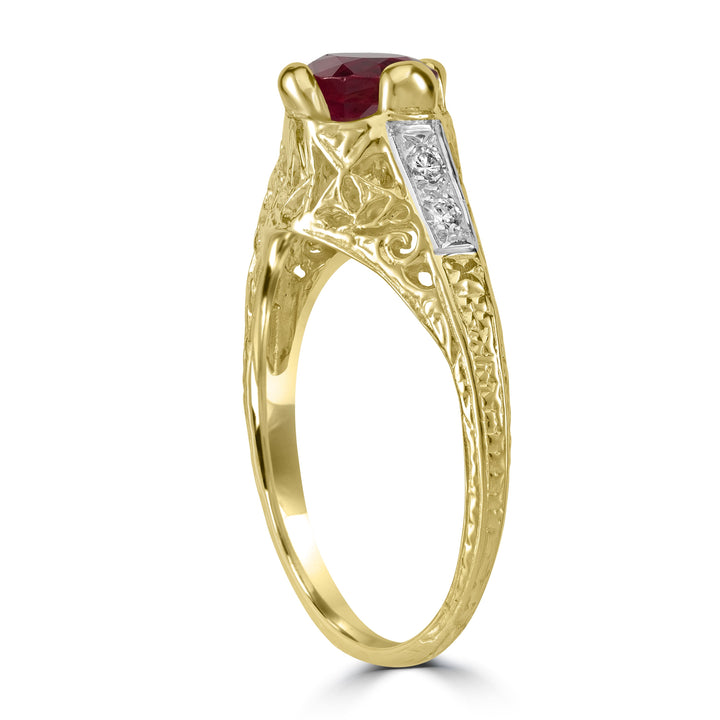 0.75 ct Ruby & Diamond Ring in 14K Yellow Gold