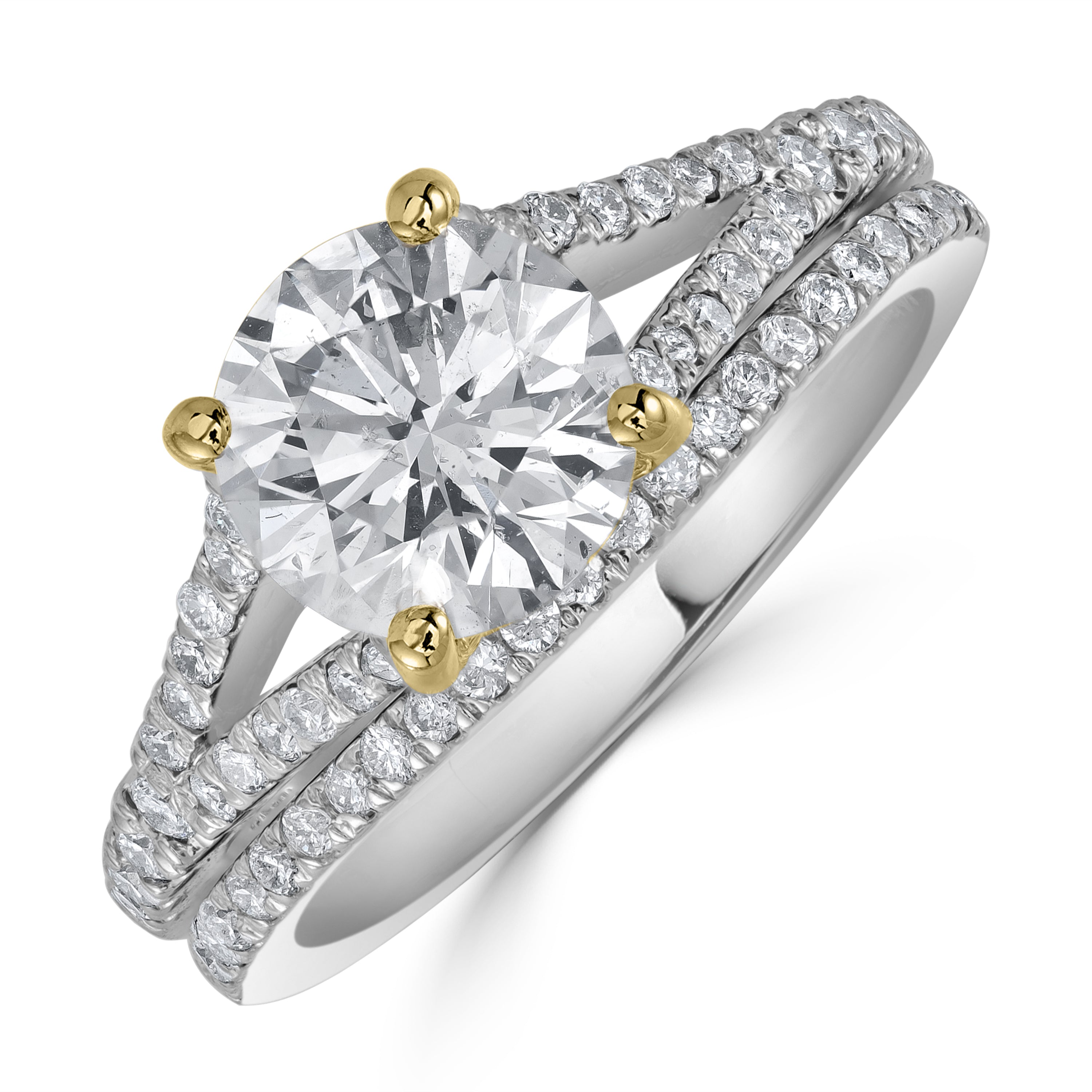 1.76 ct Solitaire Engagement Twin Ring Set in 14K White Gold - EGL Certified