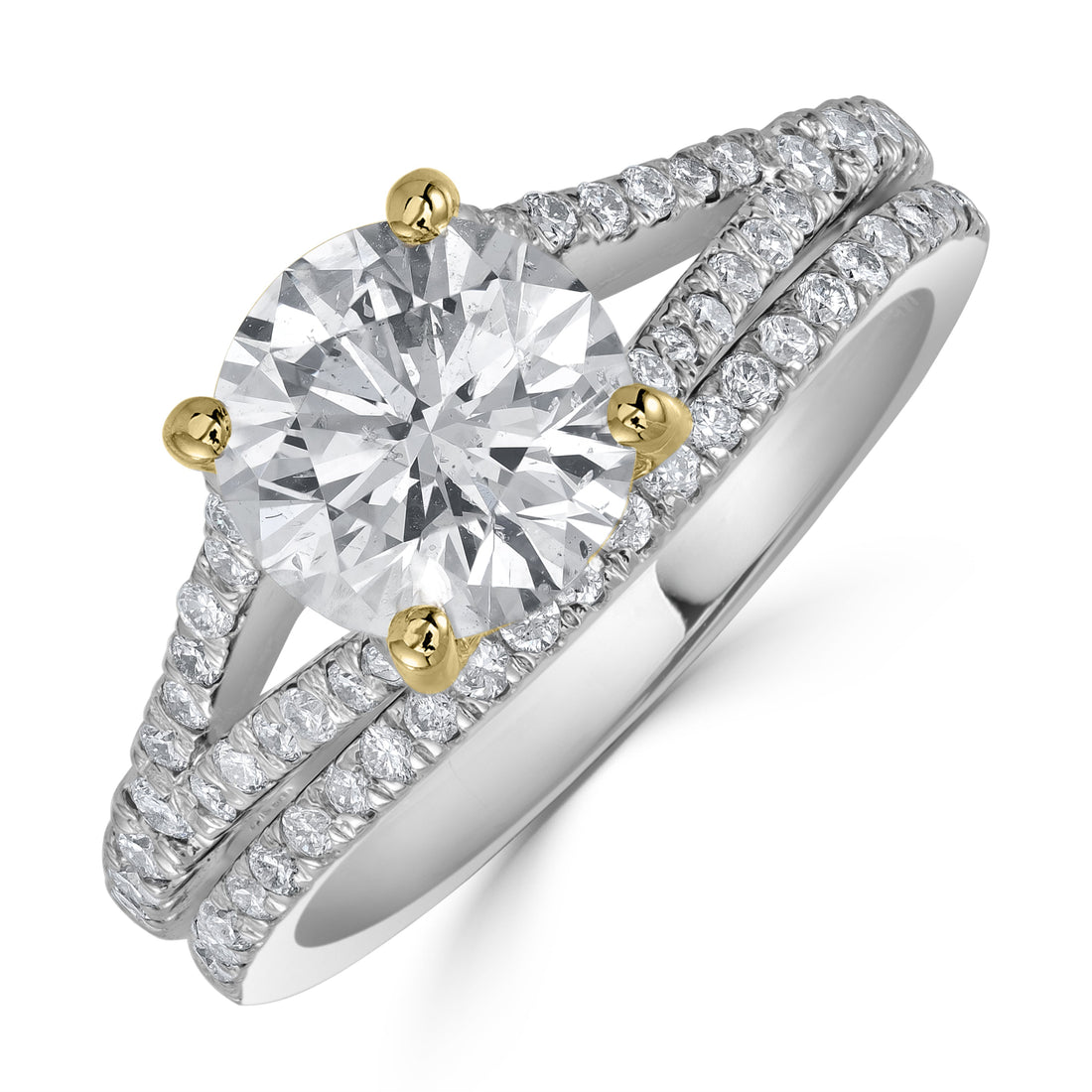 1.76 ct Solitaire Engagement Twin Ring Set in 14K White Gold - EGL Certified
