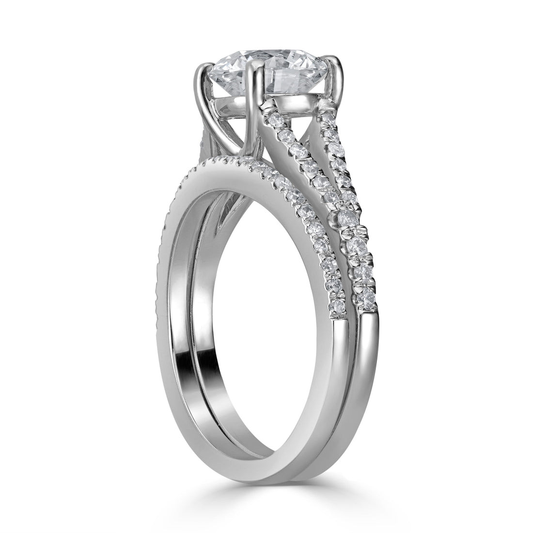 1.76 ct Solitaire Engagement Twin Ring Set in 14K White Gold - EGL Certified