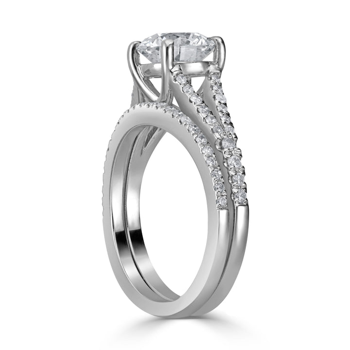 1.76 ct Solitaire Engagement Twin Ring Set in 14K White Gold - EGL Certified