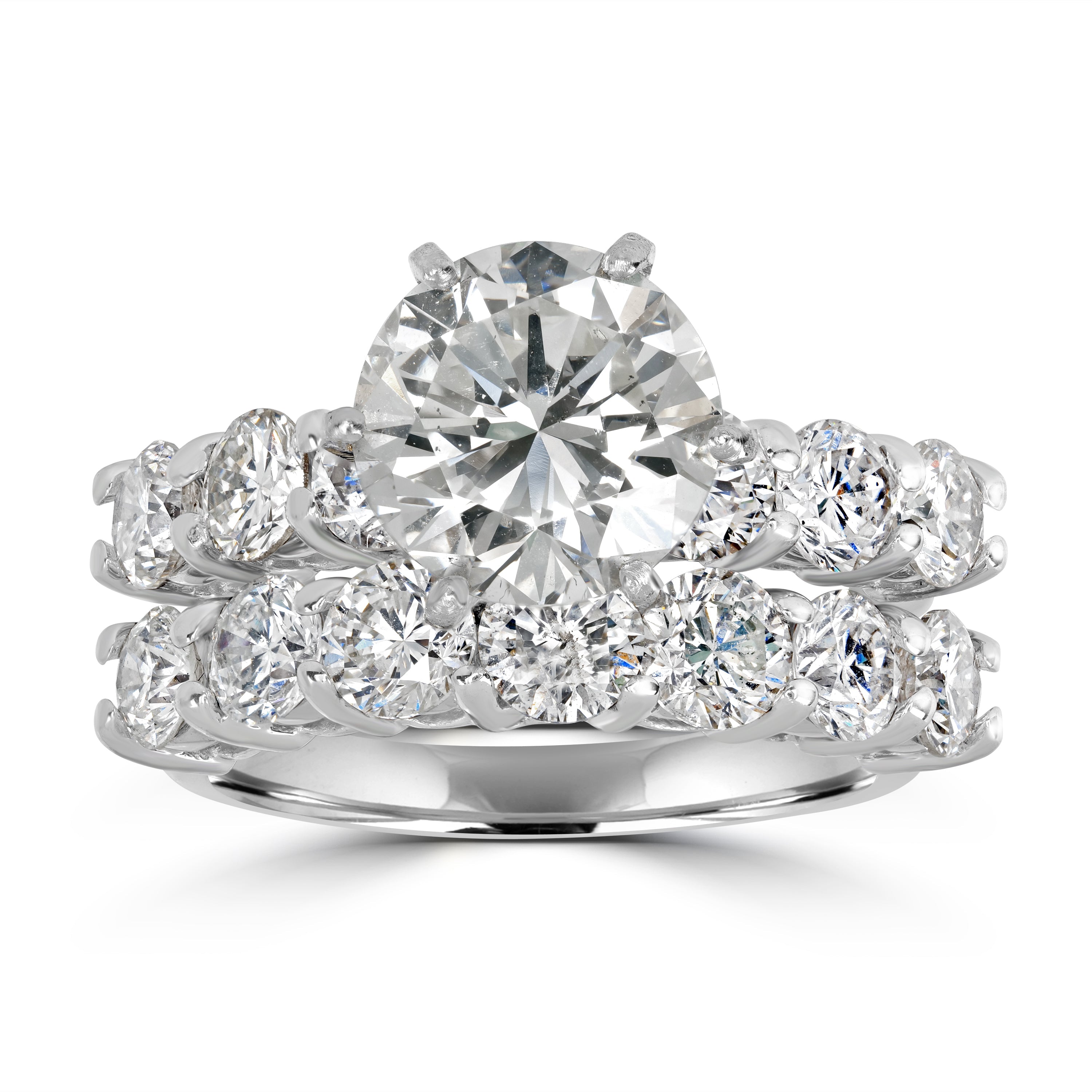 6.48 ctw Solitaire Certified Round Diamond Engagement Ring Set in 18K White Gold - GIA Certified