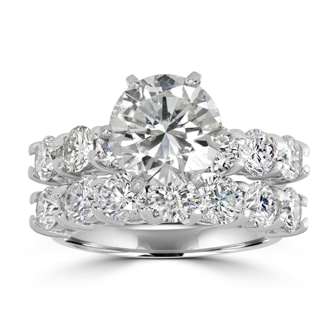 6.48 ctw Solitaire Certified Round Diamond Engagement Ring Set in 18K White Gold - GIA Certified