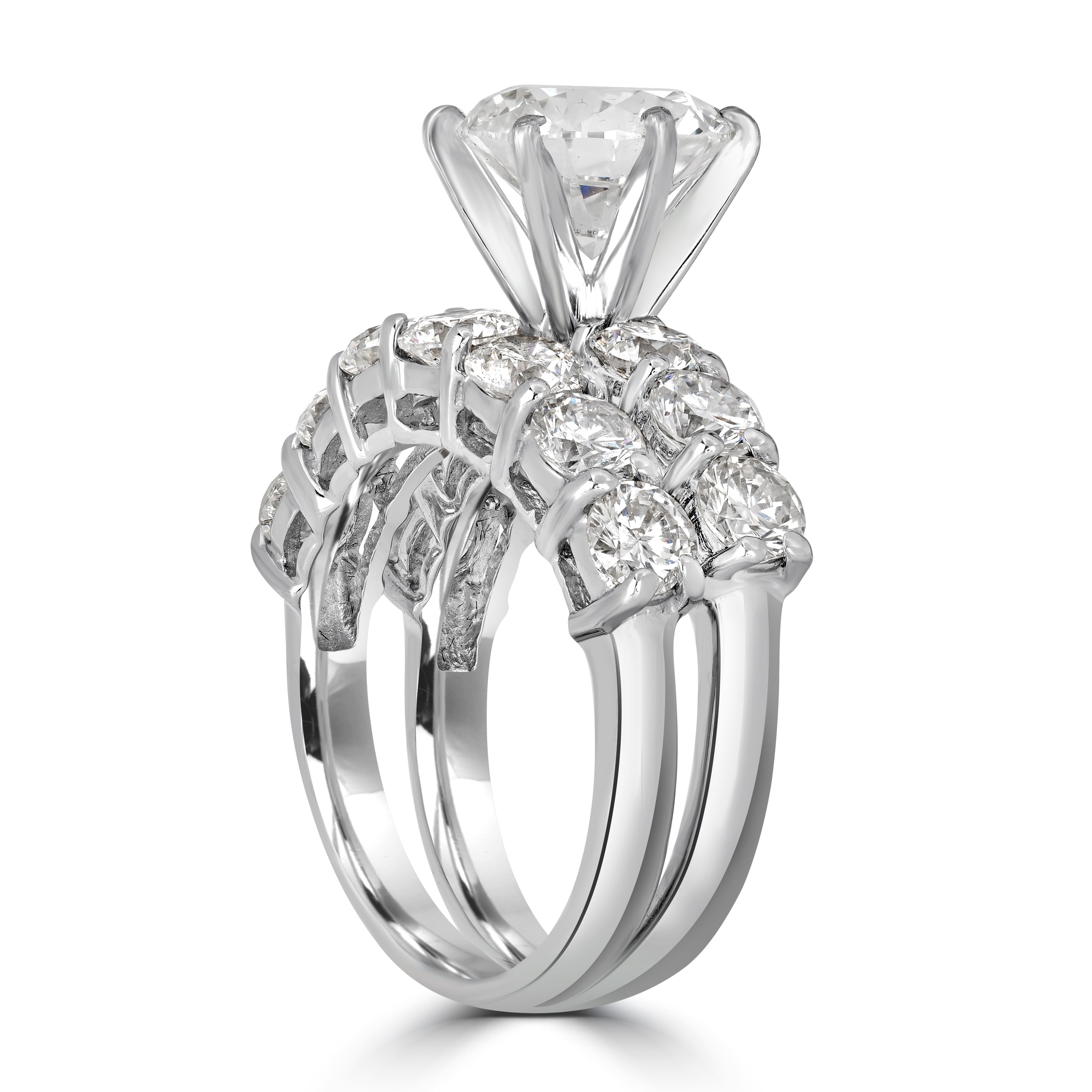 6.48 ctw Solitaire Certified Round Diamond Engagement Ring Set in 18K White Gold - GIA Certified