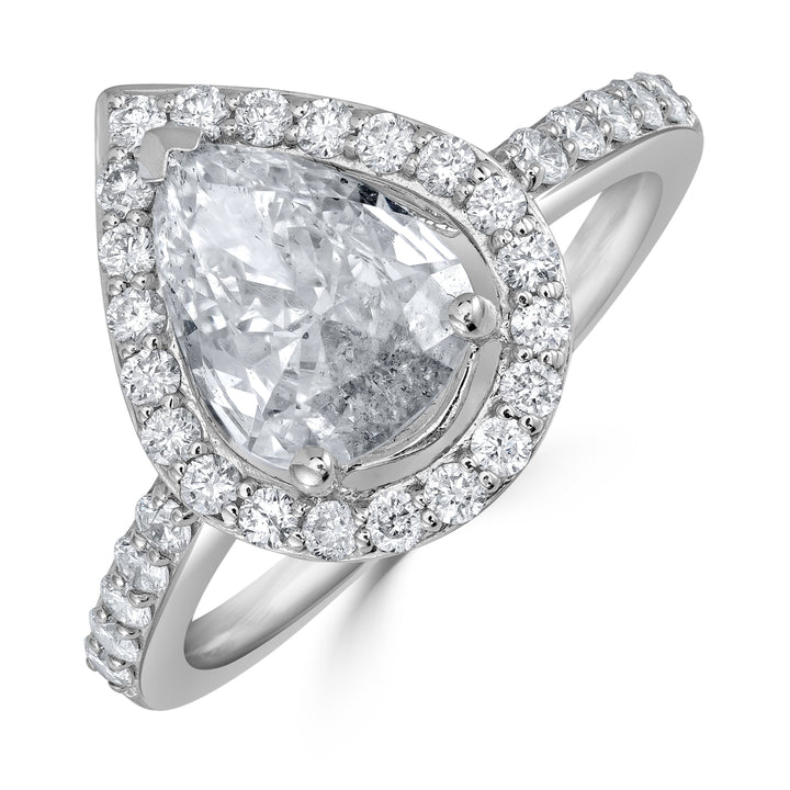 1.44 ct Solitaire Pear Shaped Engagement Ring in 14K White Gold - EGL Certified