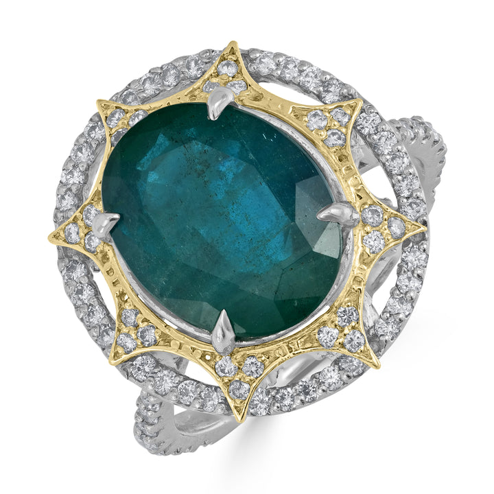 4.10ct Emerald Gemstone & Diamond Ring