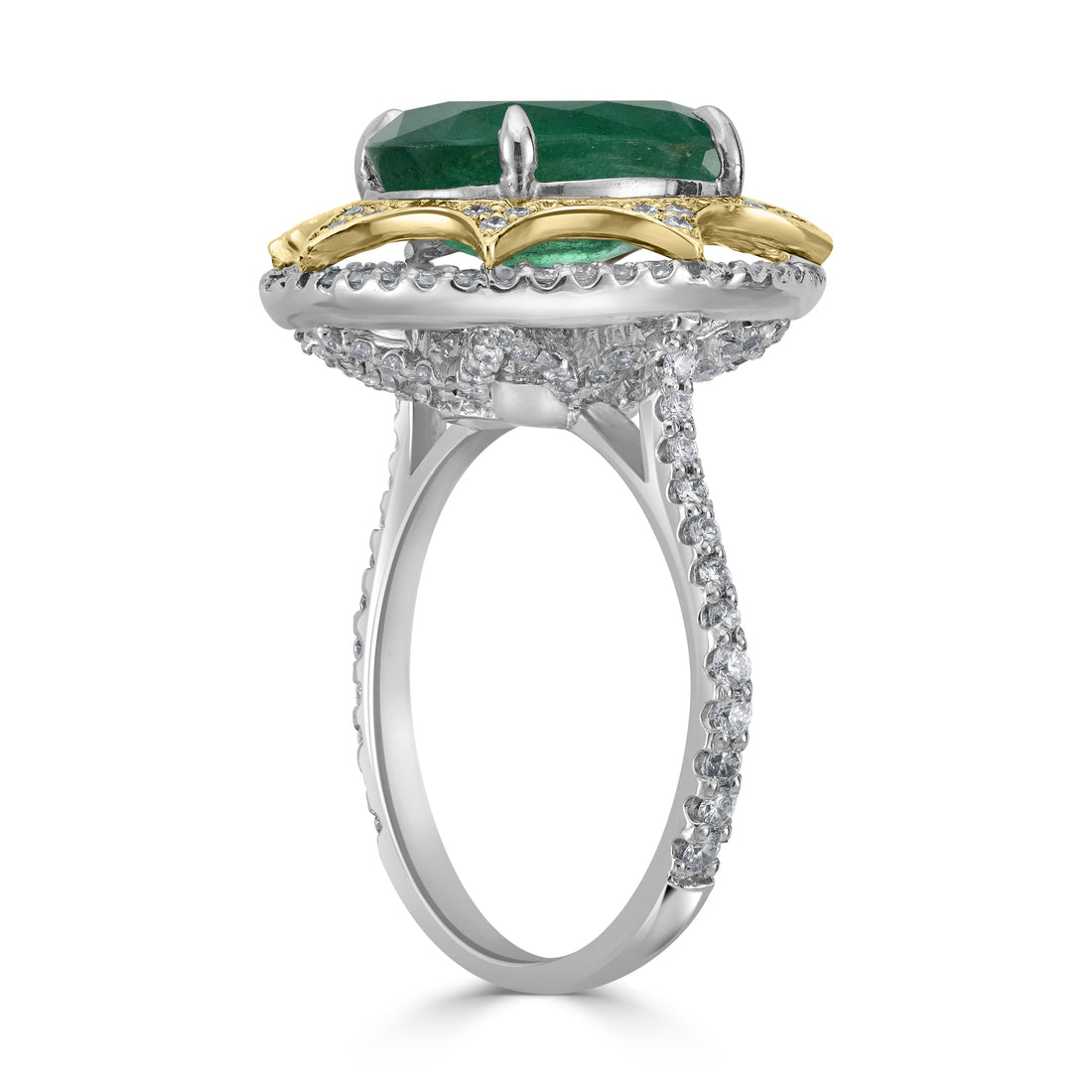 4.10ct Emerald Gemstone & Diamond Ring