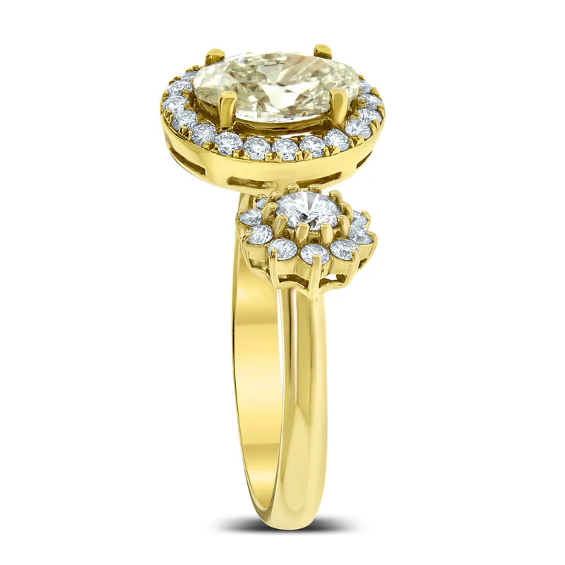 1.28 ct Two-Stone Ring with Fancy Yellow Oval Diamond & Round Diamond