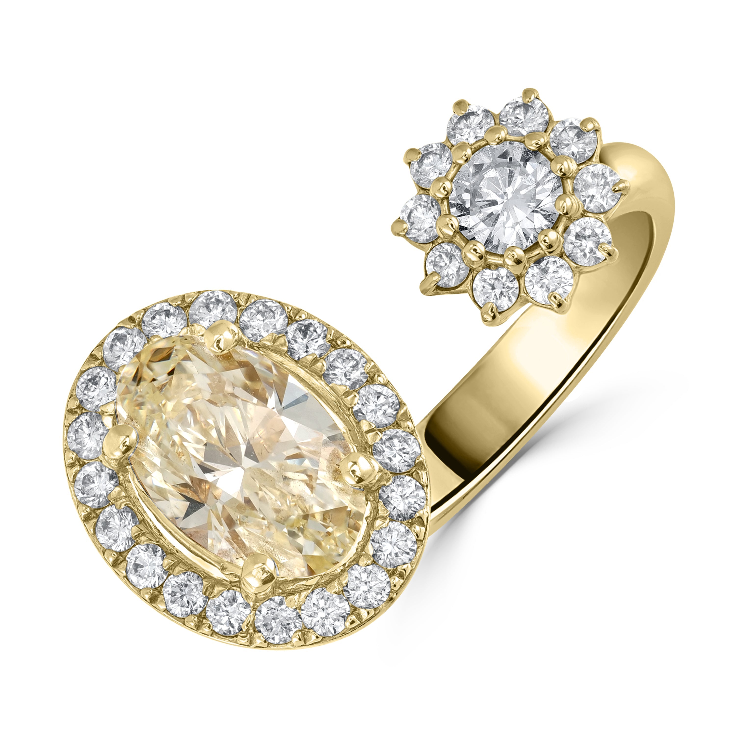 1.28 ct Two-Stone Ring with Fancy Yellow Oval Diamond & Round Diamond