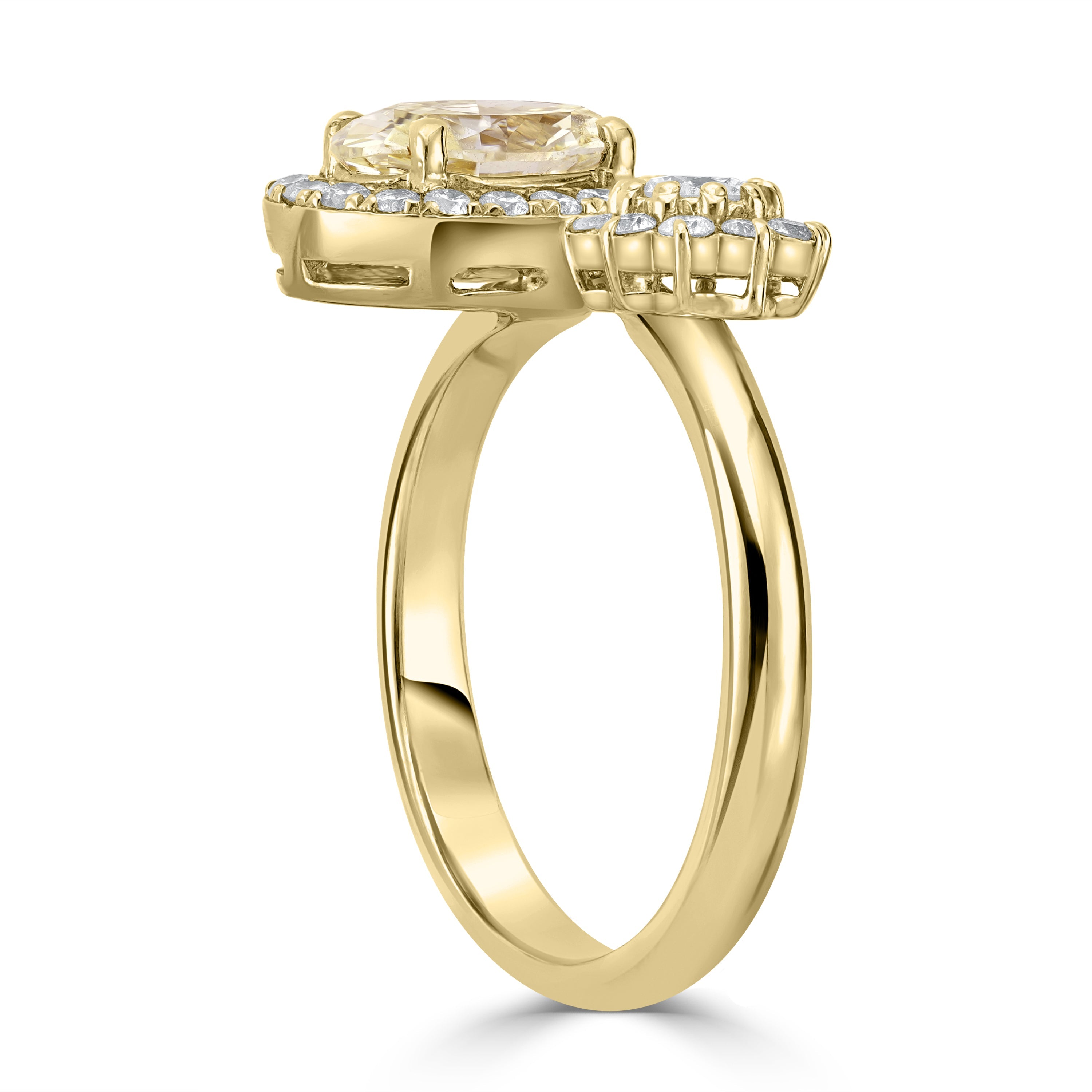 1.28 ct Two-Stone Ring with Fancy Yellow Oval Diamond & Round Diamond