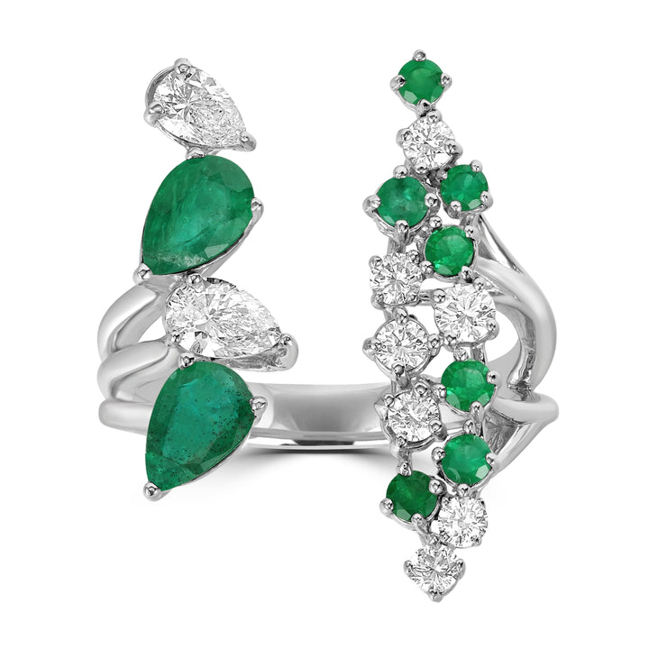 1.55 ct Emerald & Diamond Ring in 18K White Gold