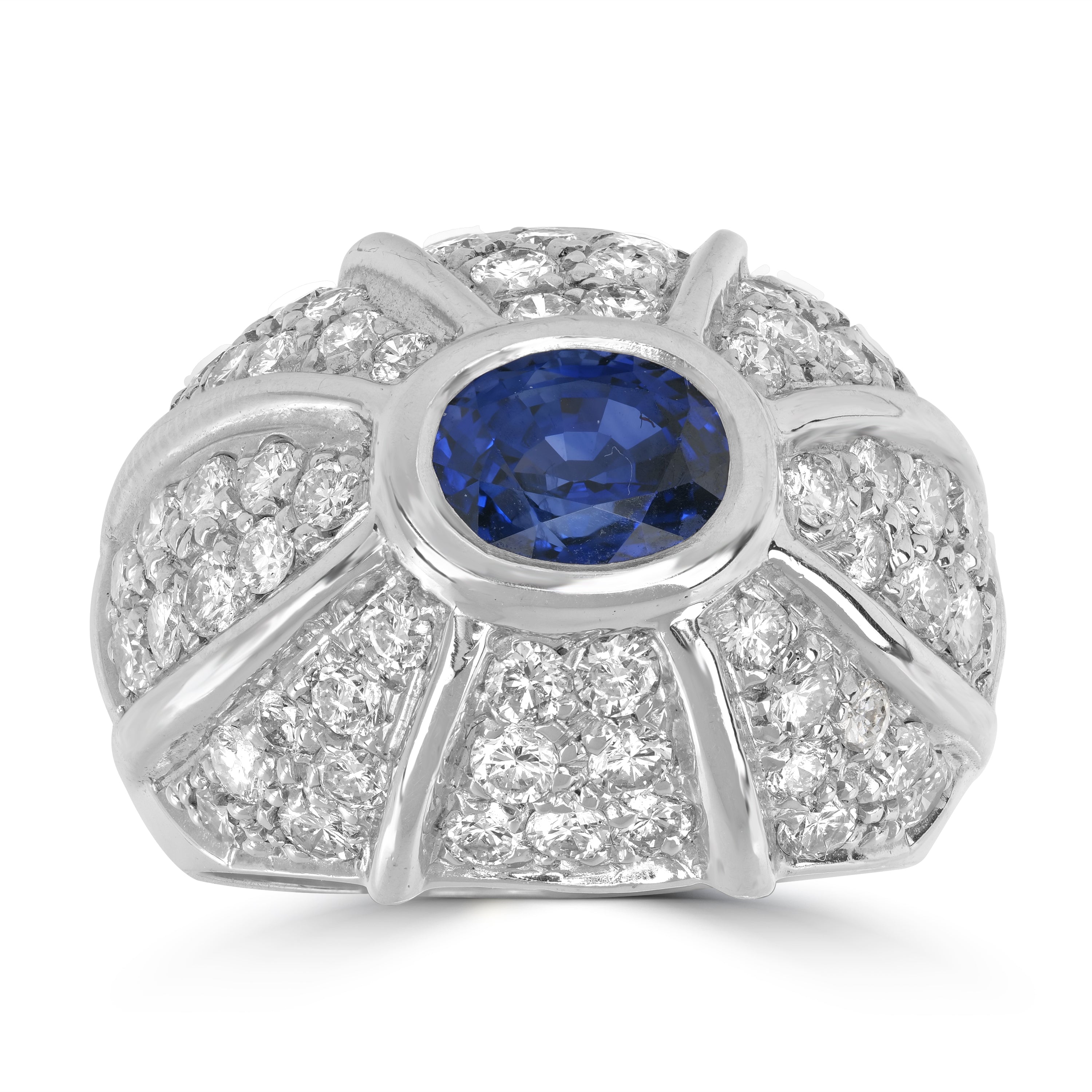 1.54 ct Sapphire & Diamond Ring in 18K White Gold