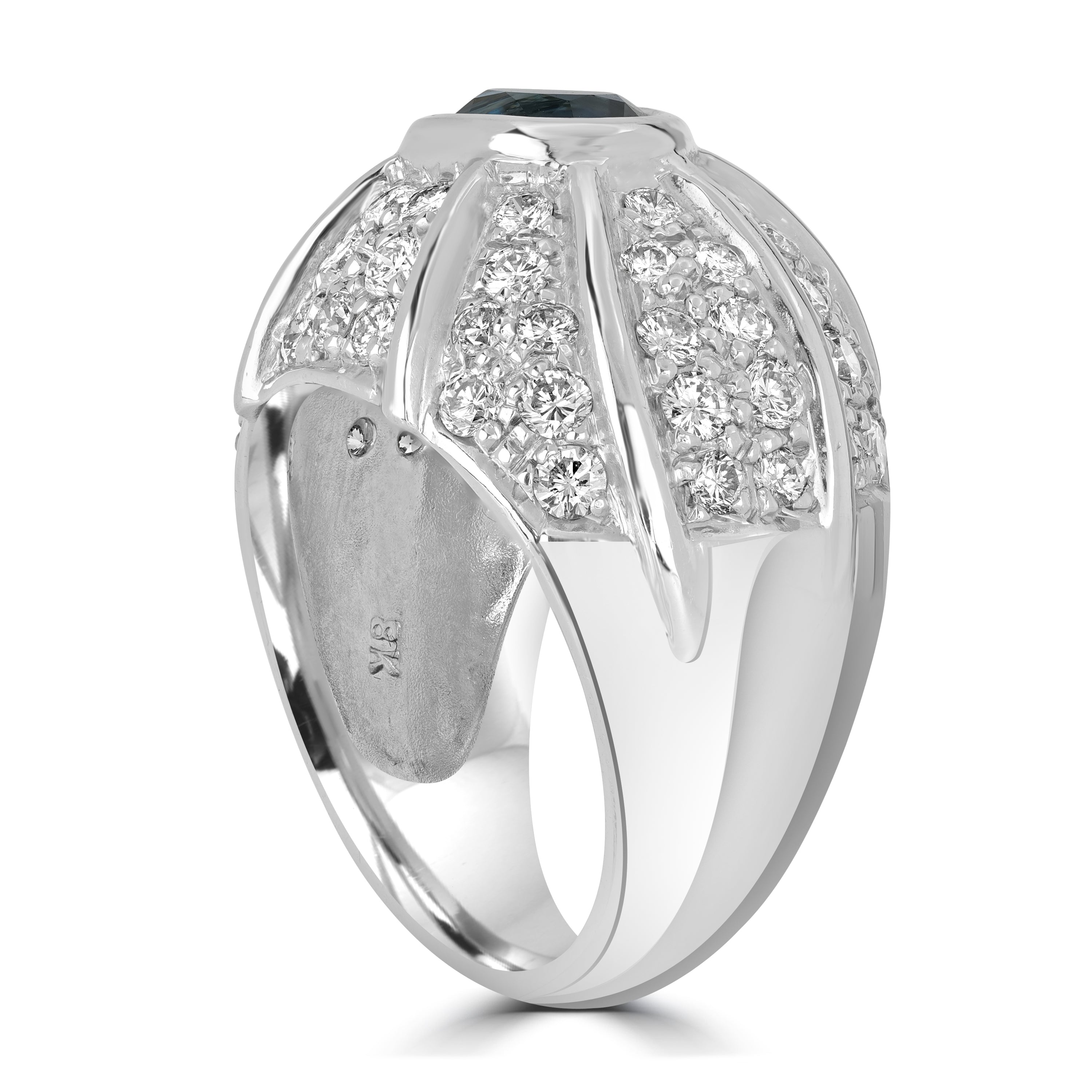 1.54 ct Sapphire & Diamond Ring in 18K White Gold