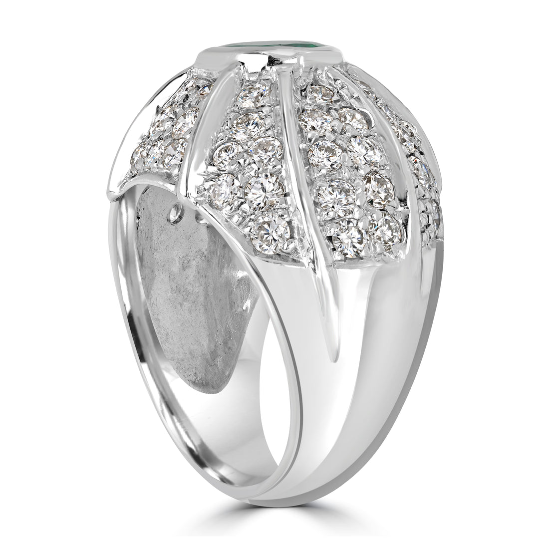 1.35 ct Green Emerald & Diamond Ring in 18K White Gold
