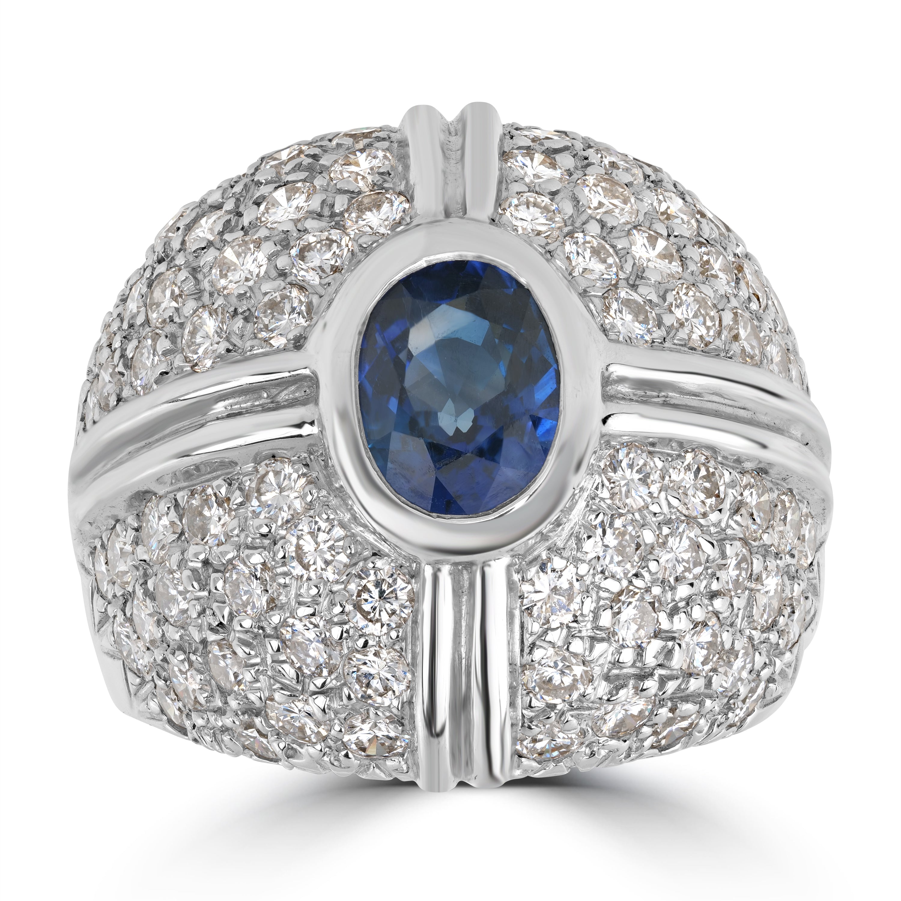 1.80 ct Sapphire & Diamond Ring in 18K White Gold