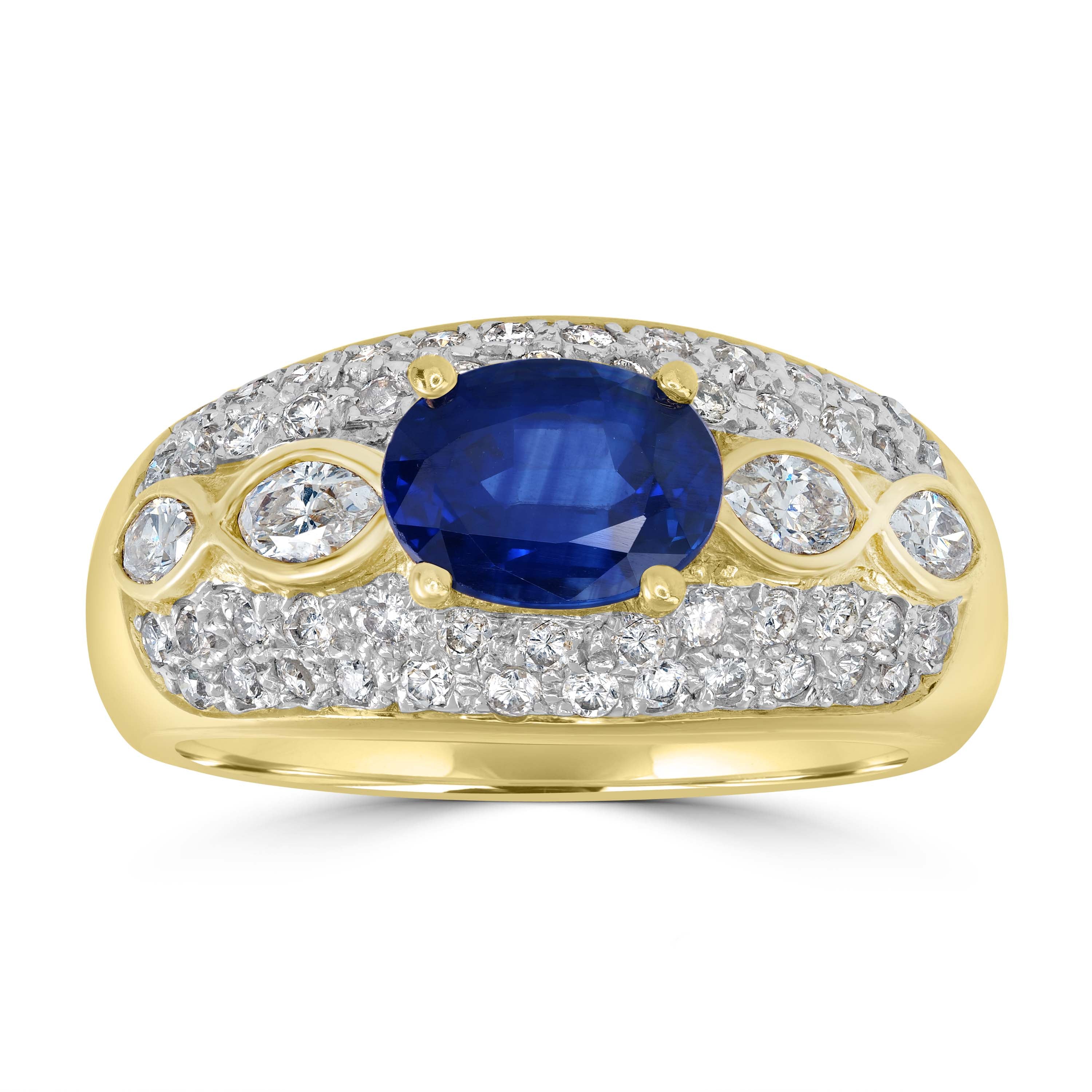 1.52 ct Sapphire & Diamond Ring in 18K Yellow Gold