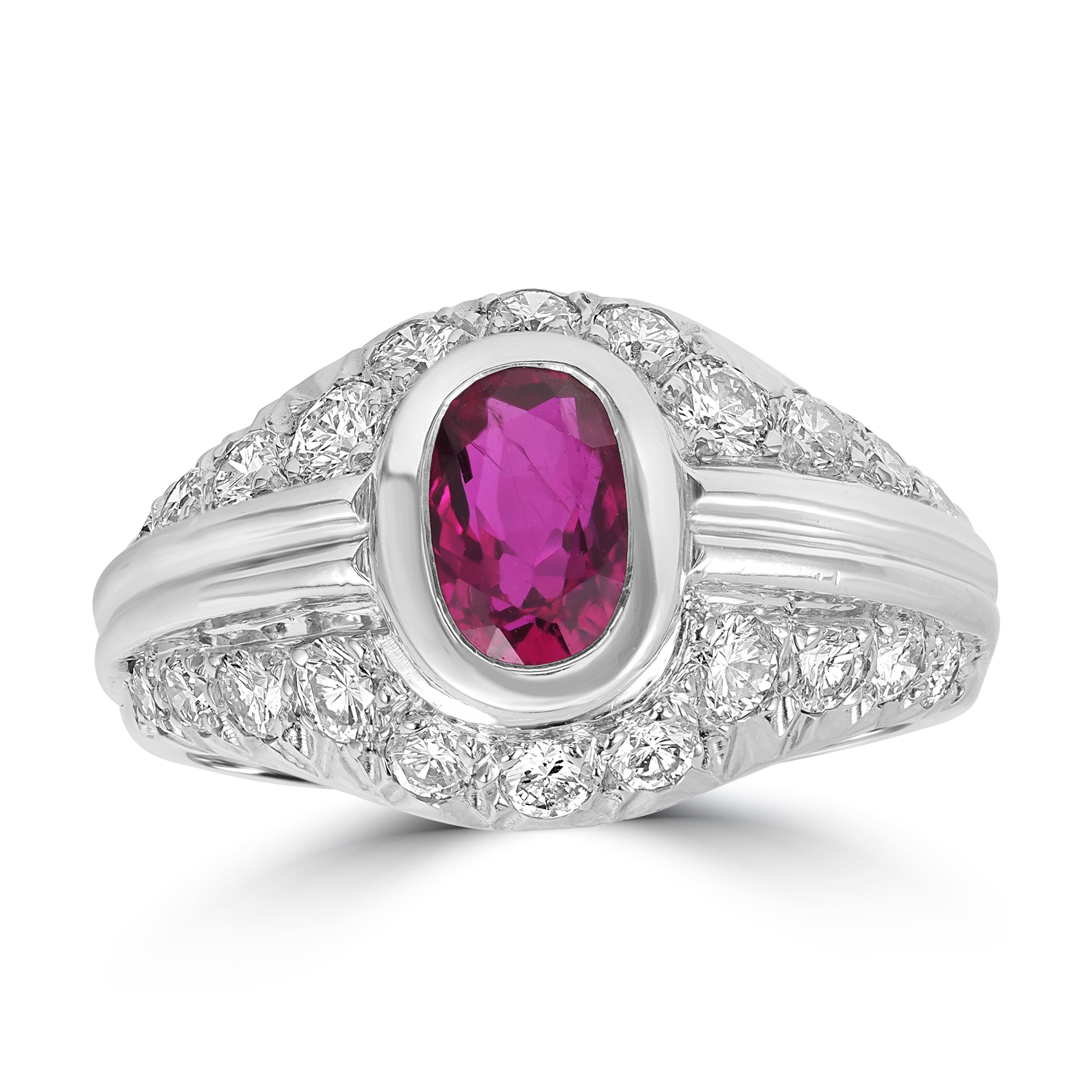 2.58 ct Ruby Gemstone & Diamond Ring in 18K White Gold