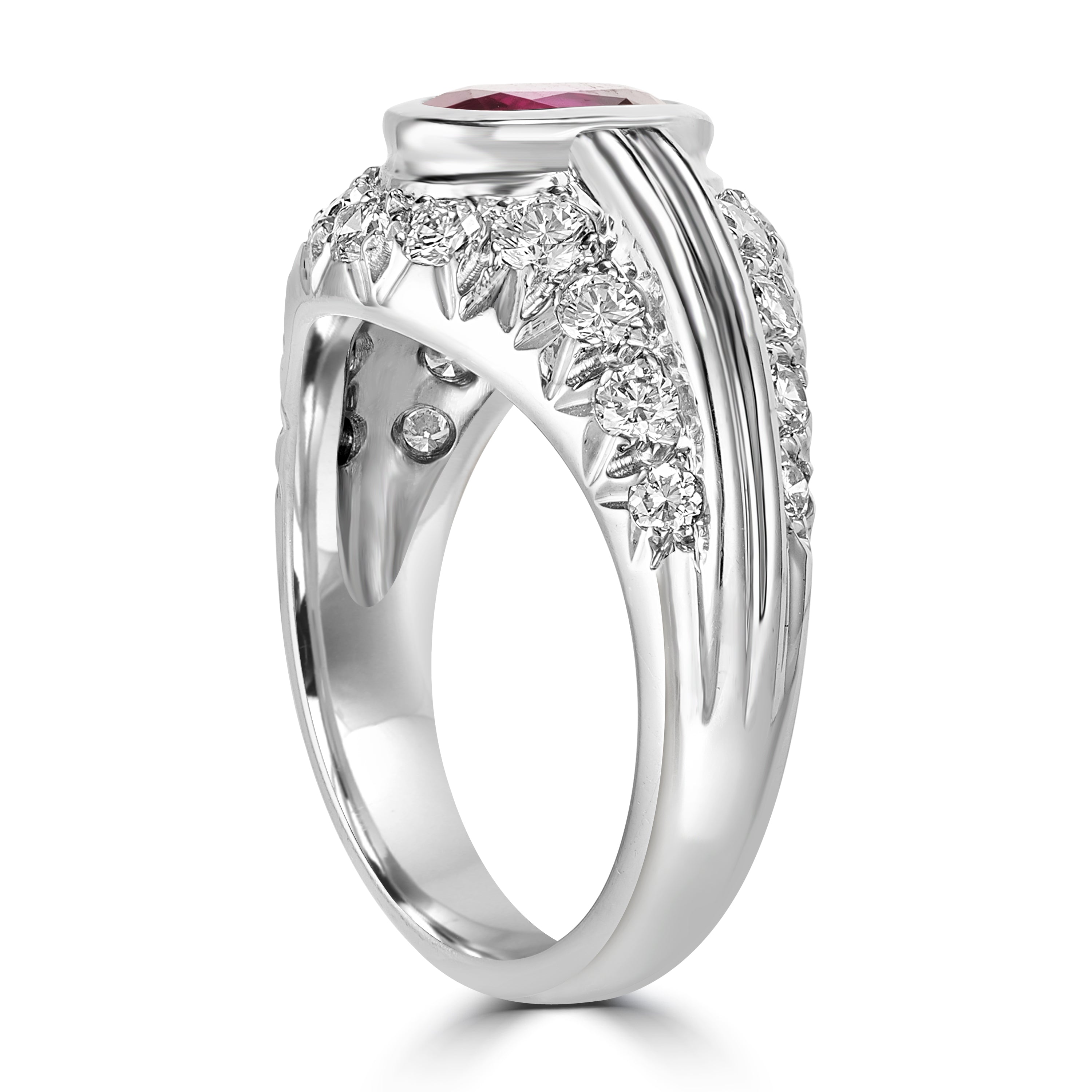 2.58 ct Ruby Gemstone & Diamond Ring in 18K White Gold