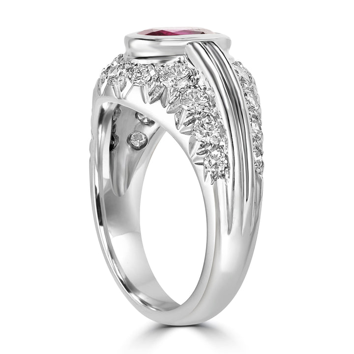 2.58 ct Ruby Gemstone & Diamond Ring in 18K White Gold
