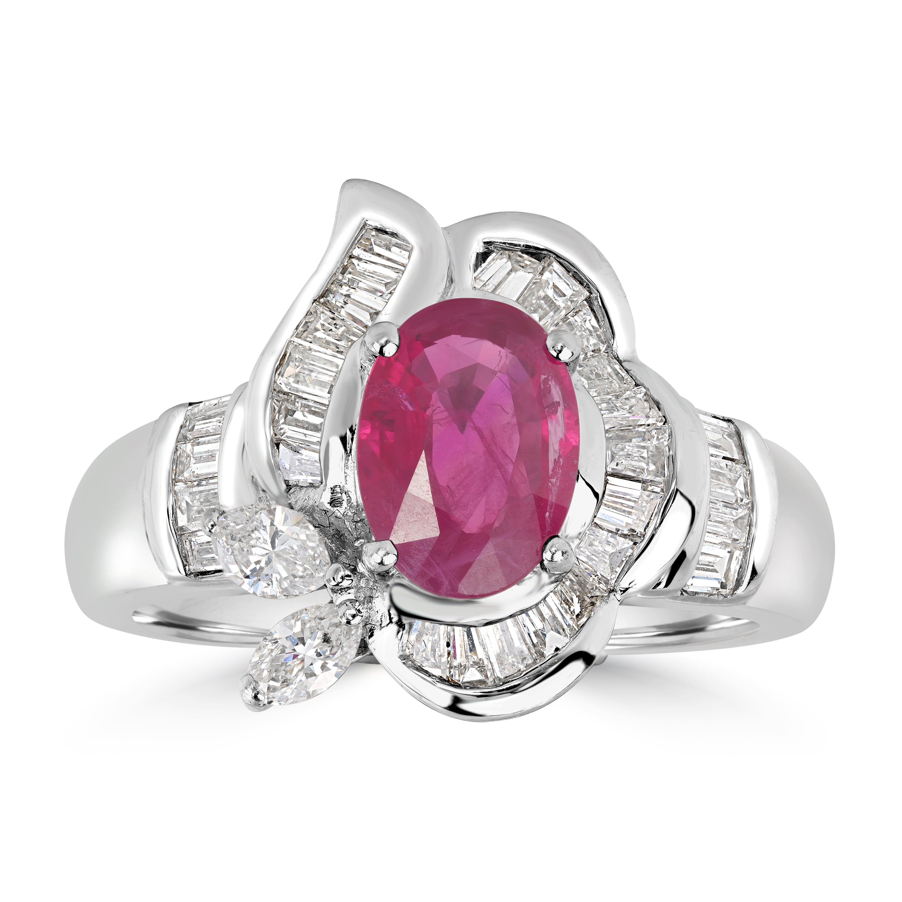1.50 ct Ruby & Diamond Ring in 18K White Gold