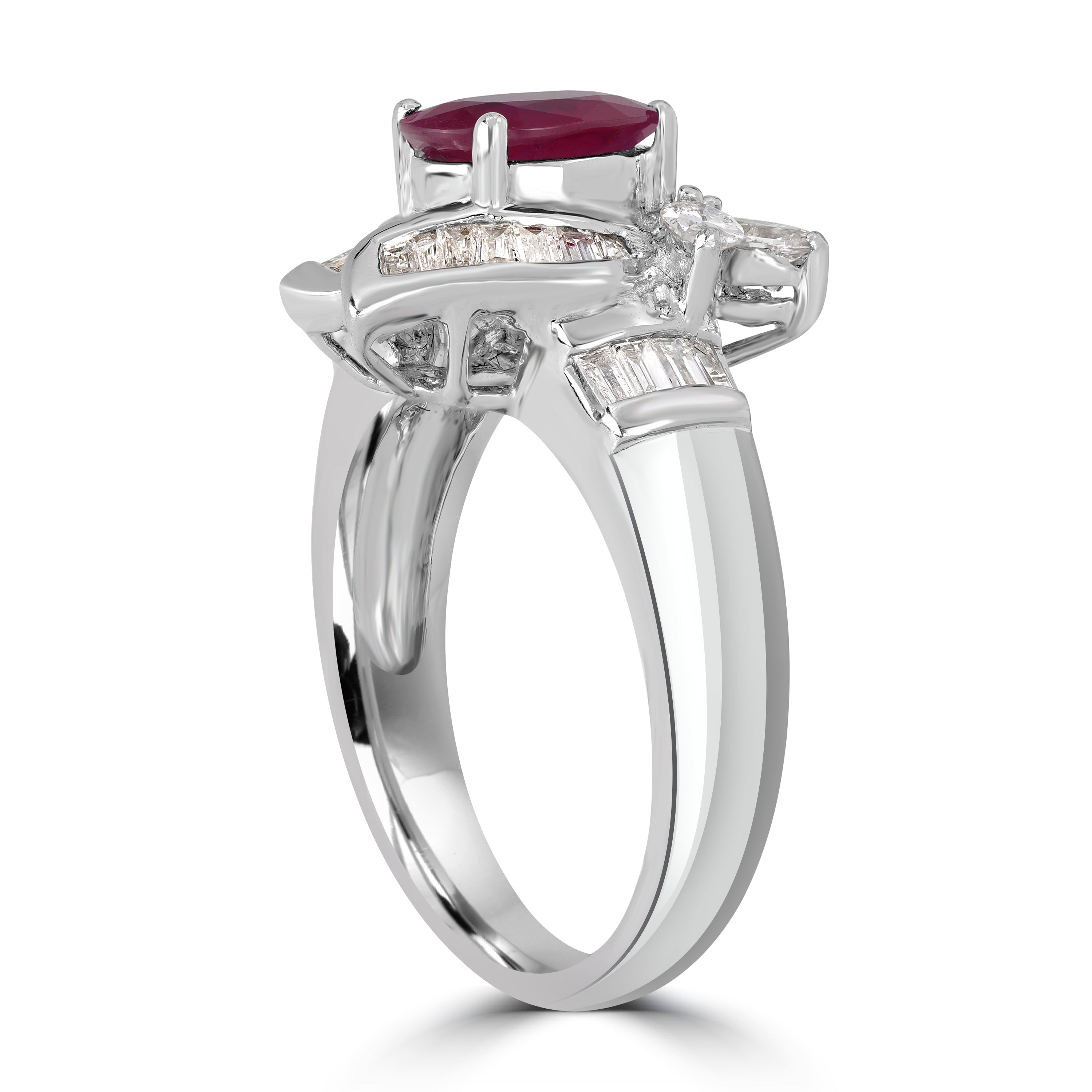1.50 ct Ruby & Diamond Ring in 18K White Gold