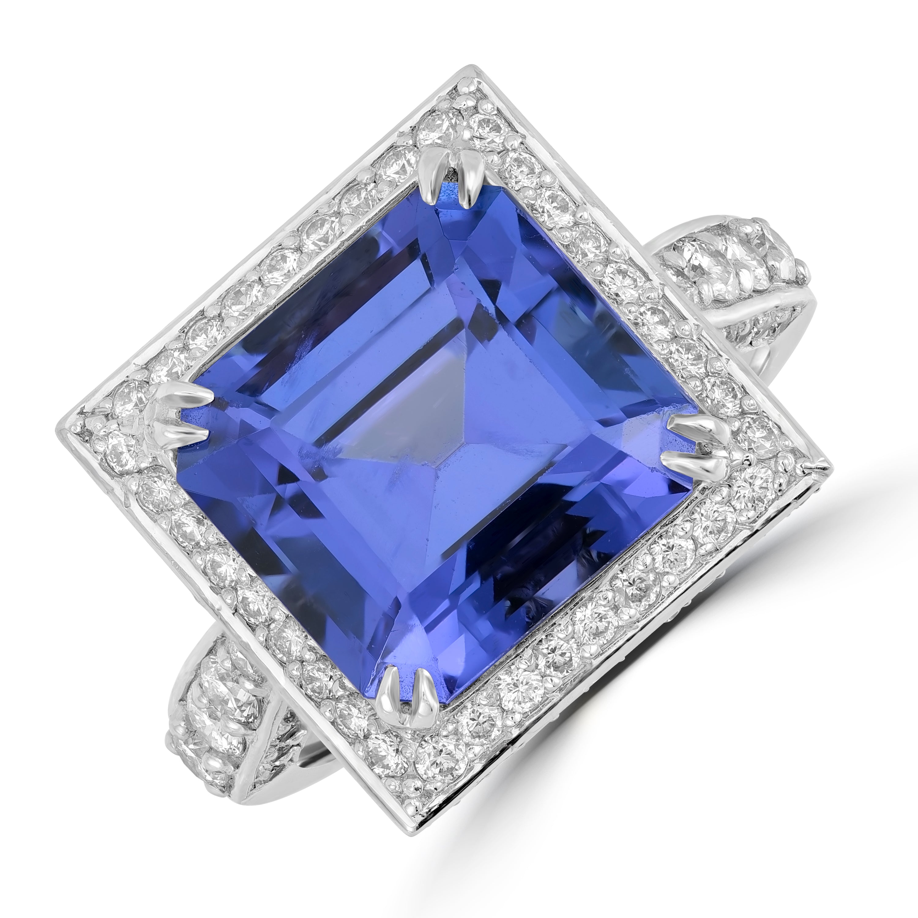 7.52 ct Tanzanite & Diamond Ring in 14K White Gold