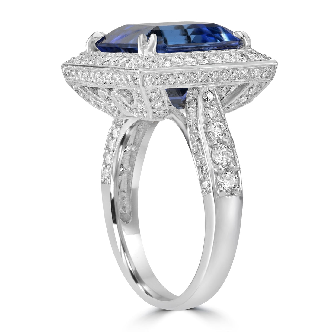 7.52 ct Tanzanite & Diamond Ring in 14K White Gold