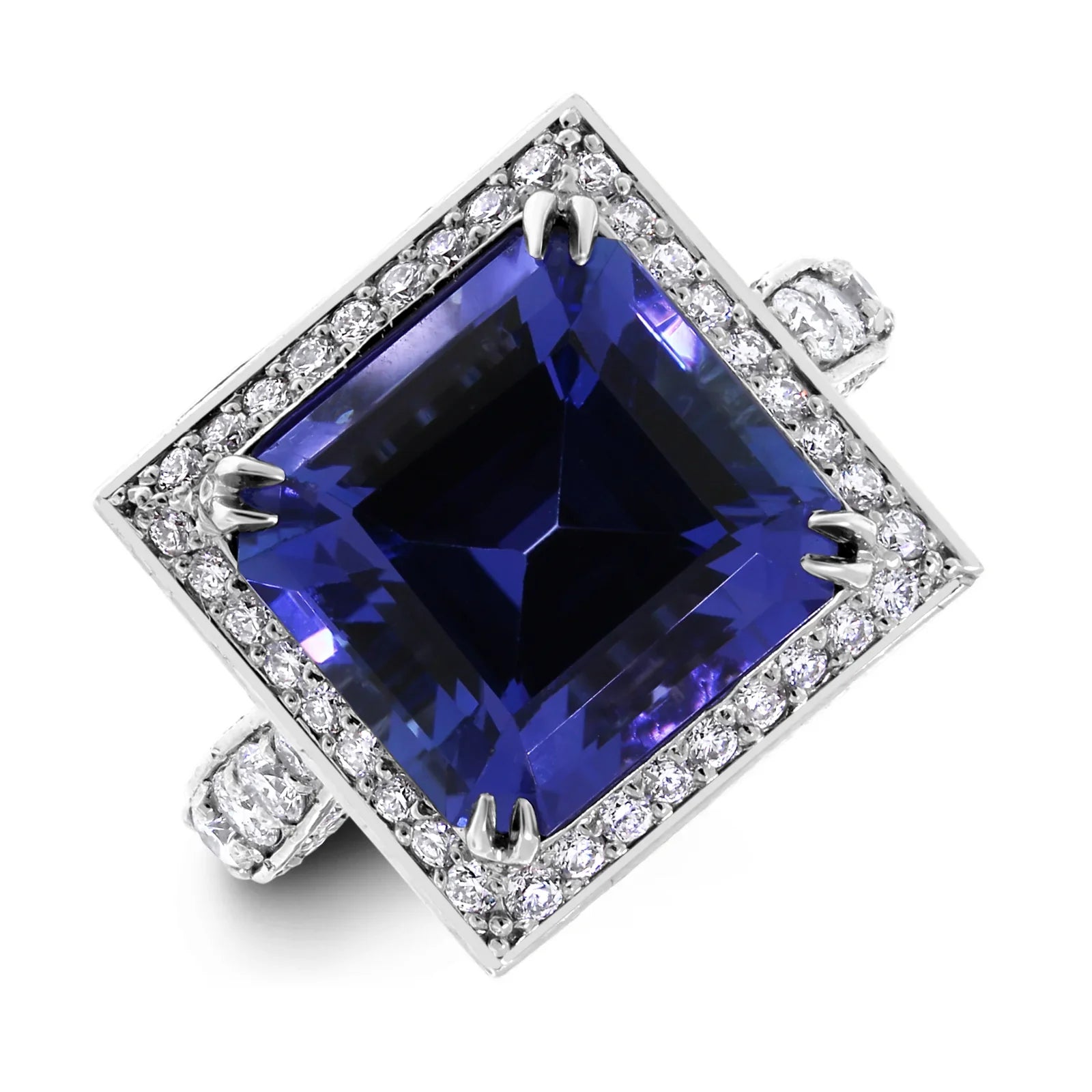 7.52 ct Tanzanite & Diamond Ring in 14K White Gold