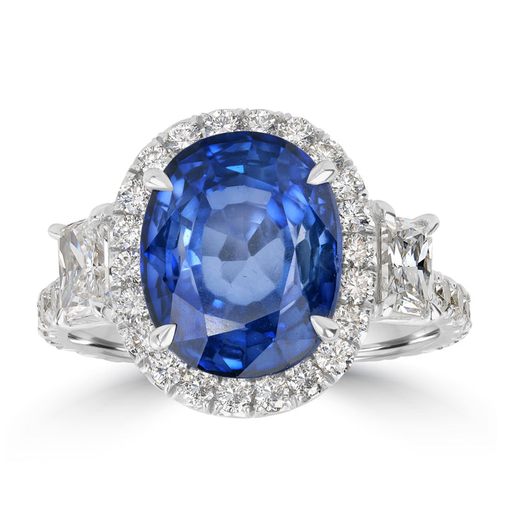 5.92 ct Sapphire & Diamond Ring in 18K White Gold