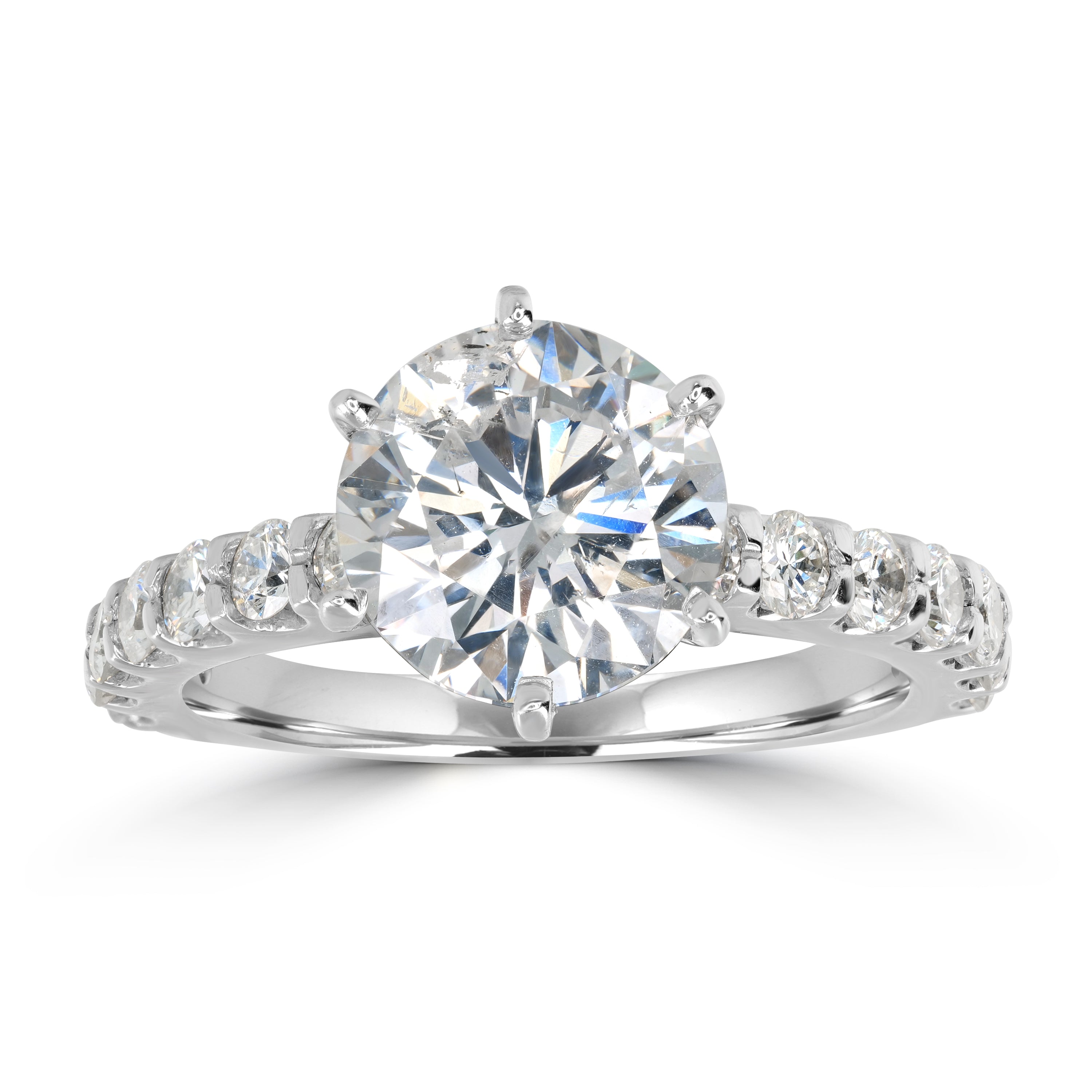 3.87 ctw Solitaire Round Diamond Engagement Ring in 18K White Gold - EGL Certified