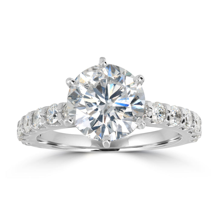 3.87 ctw Solitaire Round Diamond Engagement Ring in 18K White Gold - EGL Certified