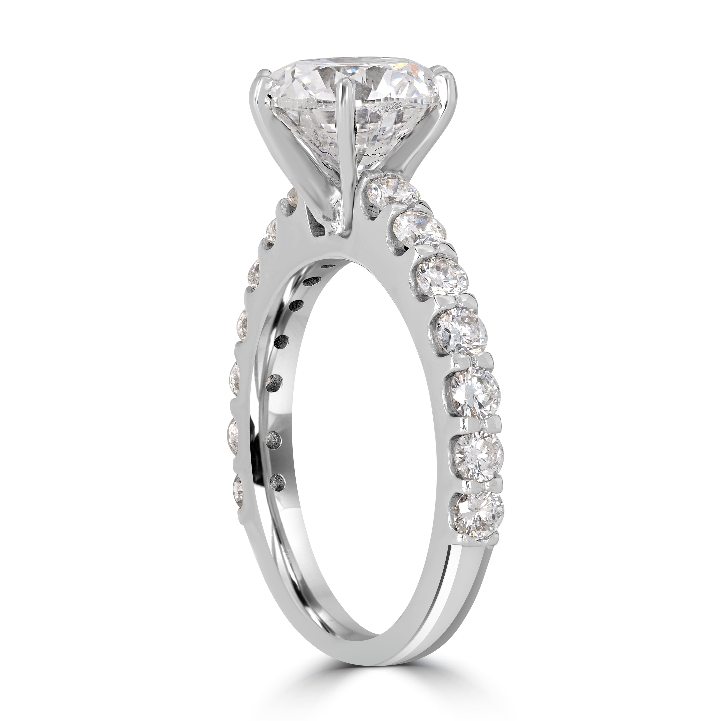 3.87 ctw Solitaire Round Diamond Engagement Ring in 18K White Gold - EGL Certified