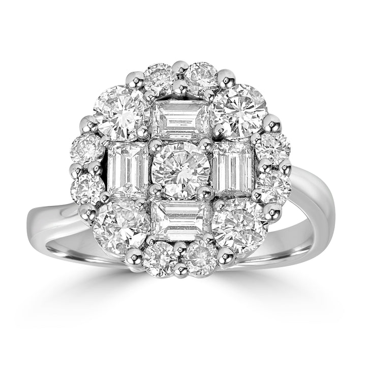 1.95 ct Diamond Cluster Ring in 18K White Gold