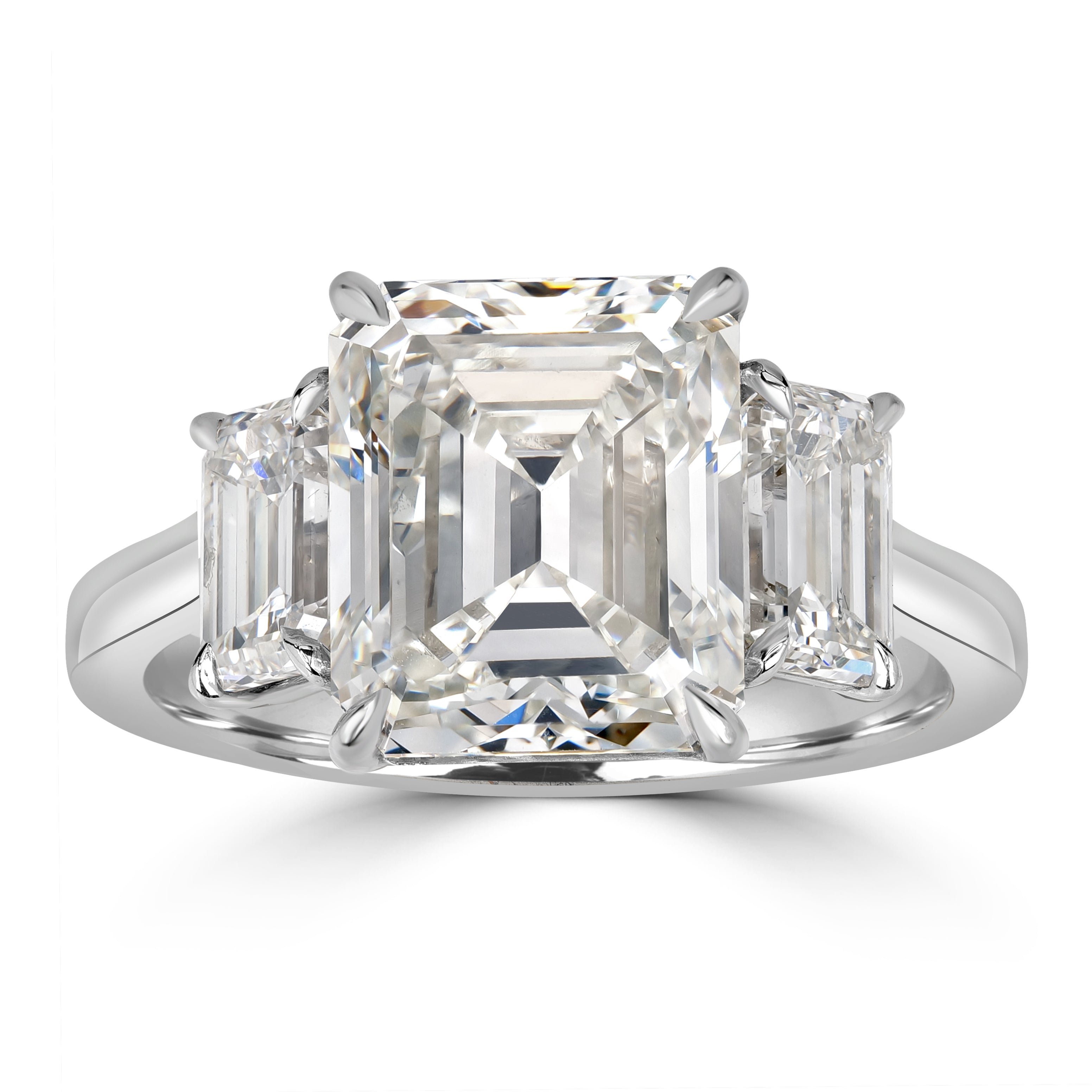7.46 ctw Solitaire Emerald Cut Engagement Diamond Ring in Platinum - IGI Certified