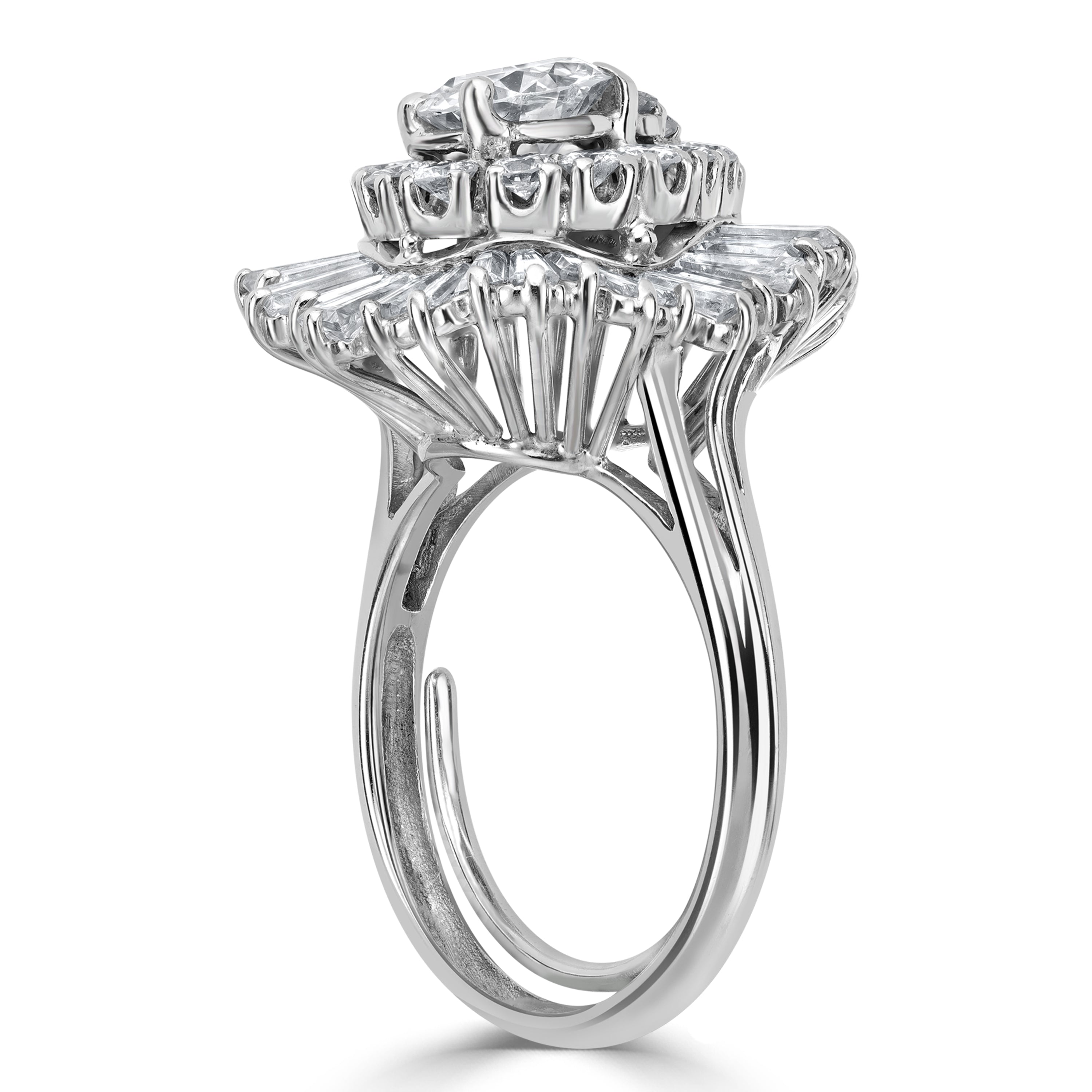 1.00 ct Round & Baguette Diamond Ring in 14K White Gold