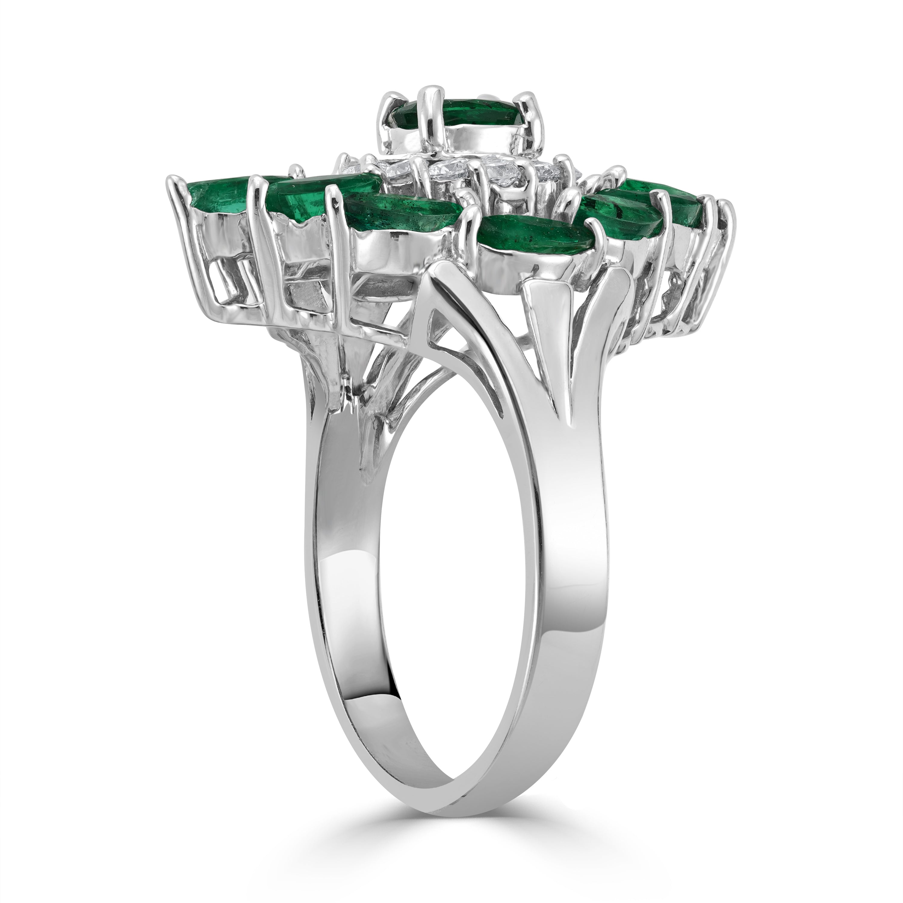 1.48 ct Emerald Gemstone & Diamond Ring in 14K White Gold