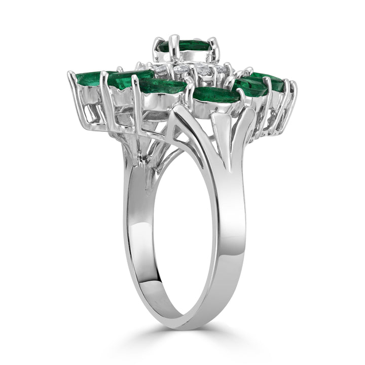 1.48 ct Emerald Gemstone & Diamond Ring in 14K White Gold