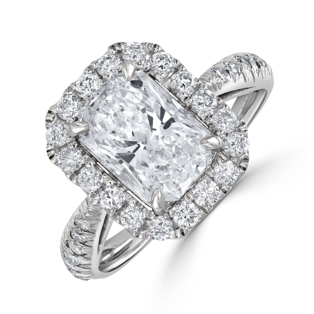 2.08 ctw Solitaire Radiant Diamond Engagement Ring in 14K White Gold