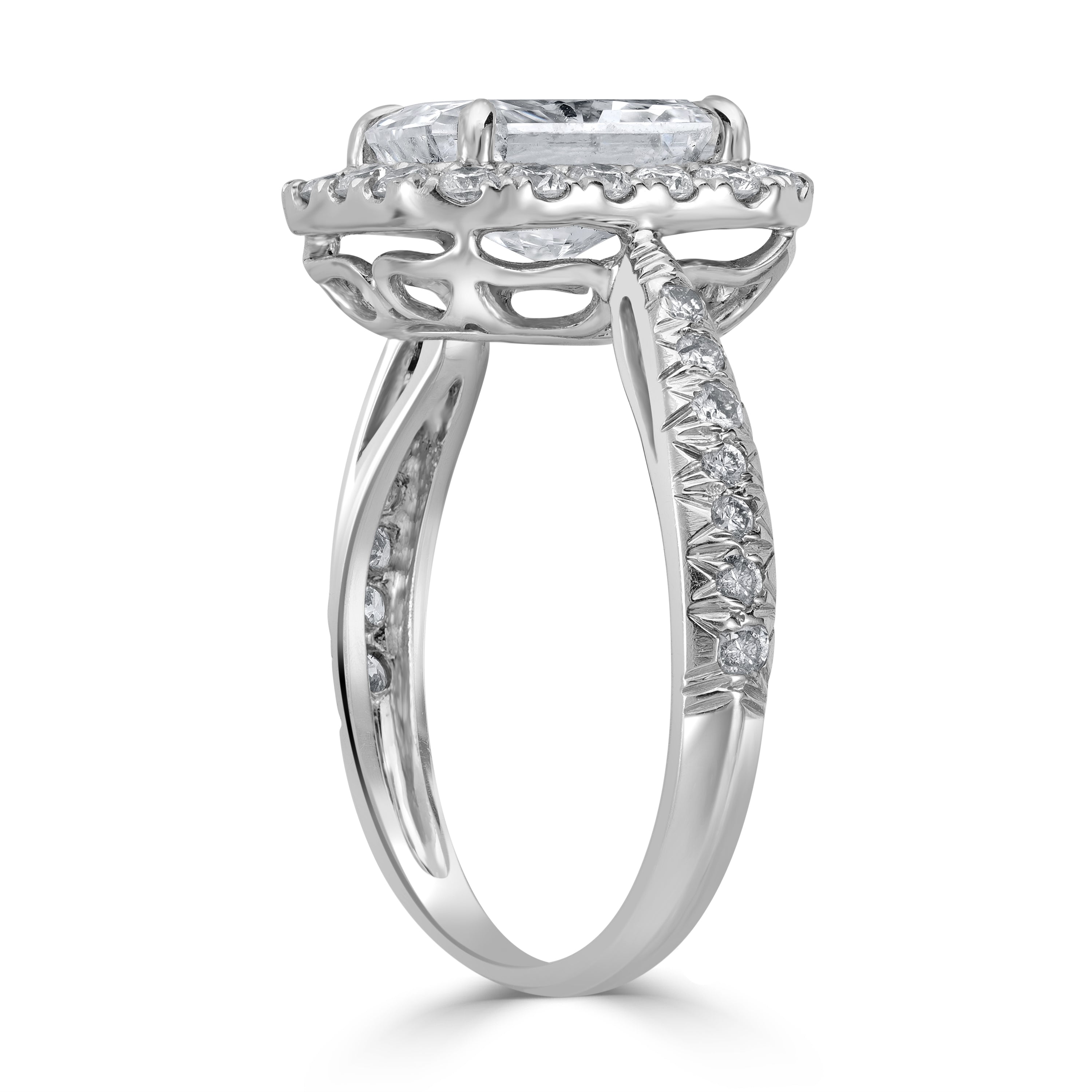 2.08 ctw Solitaire Radiant Diamond Engagement Ring in 14K White Gold