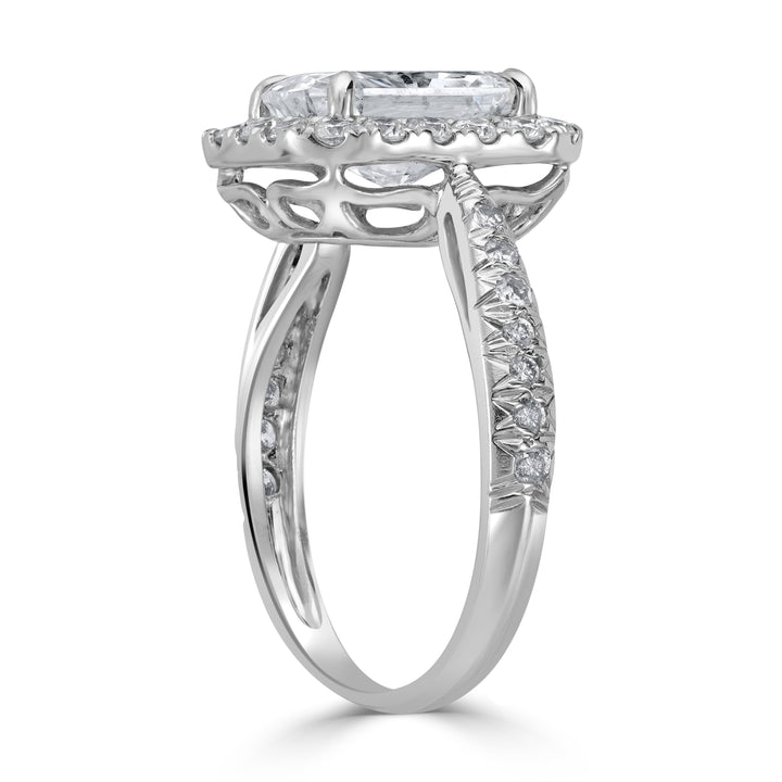 2.08 ctw Solitaire Radiant Diamond Engagement Ring in 14K White Gold