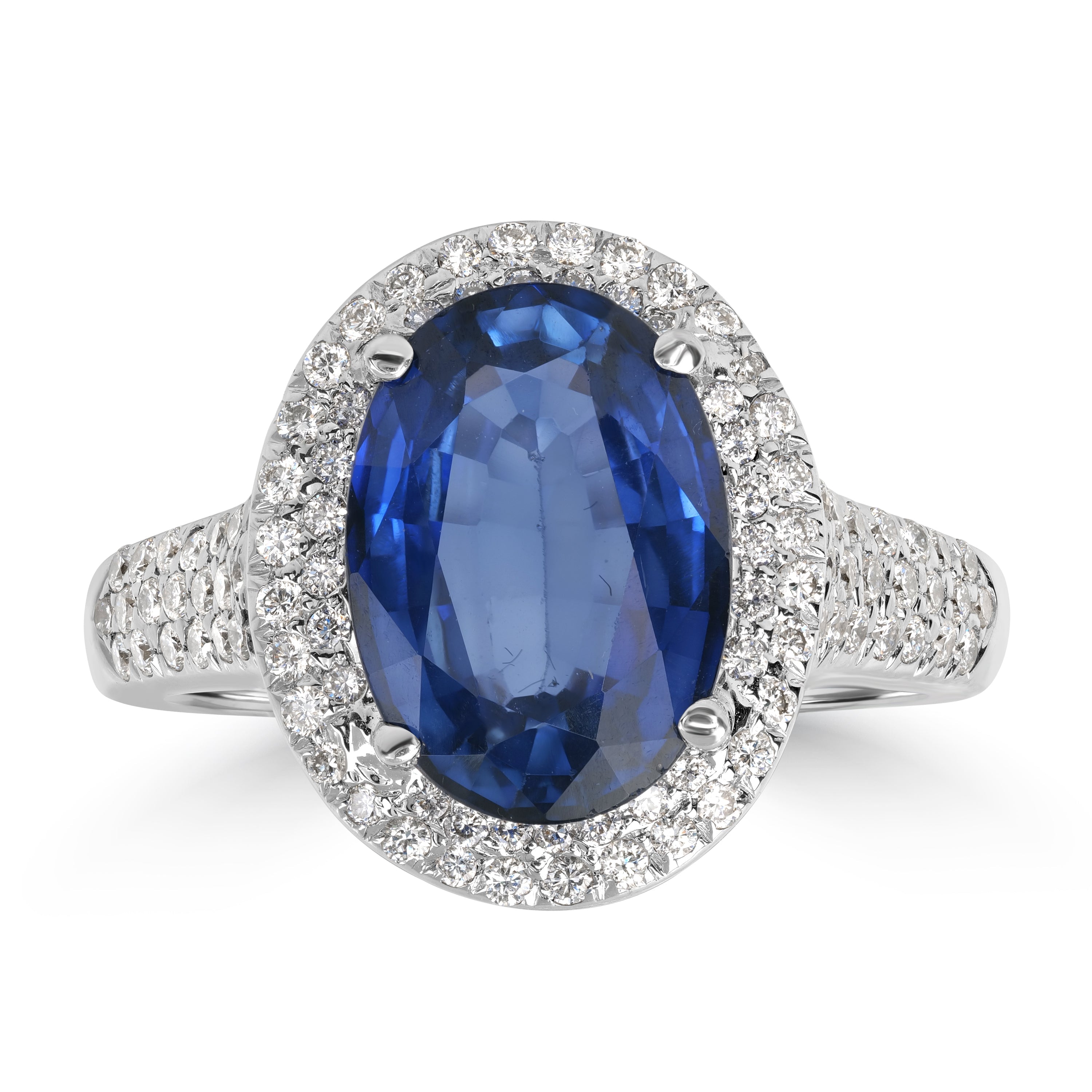 4.42 ct Sapphire & Diamond Ring in 18K White Gold