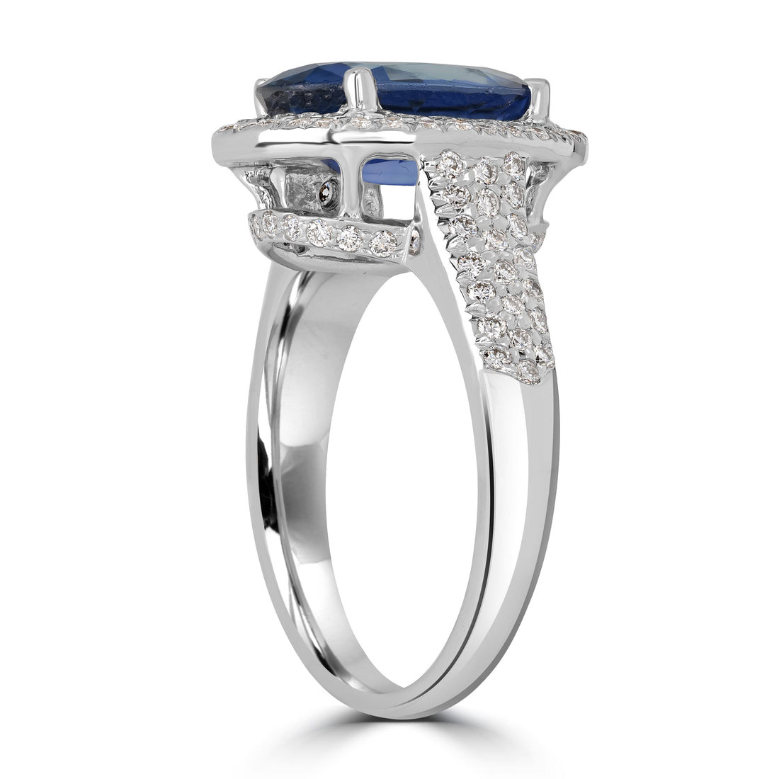 4.42 ct Sapphire & Diamond Ring in 18K White Gold