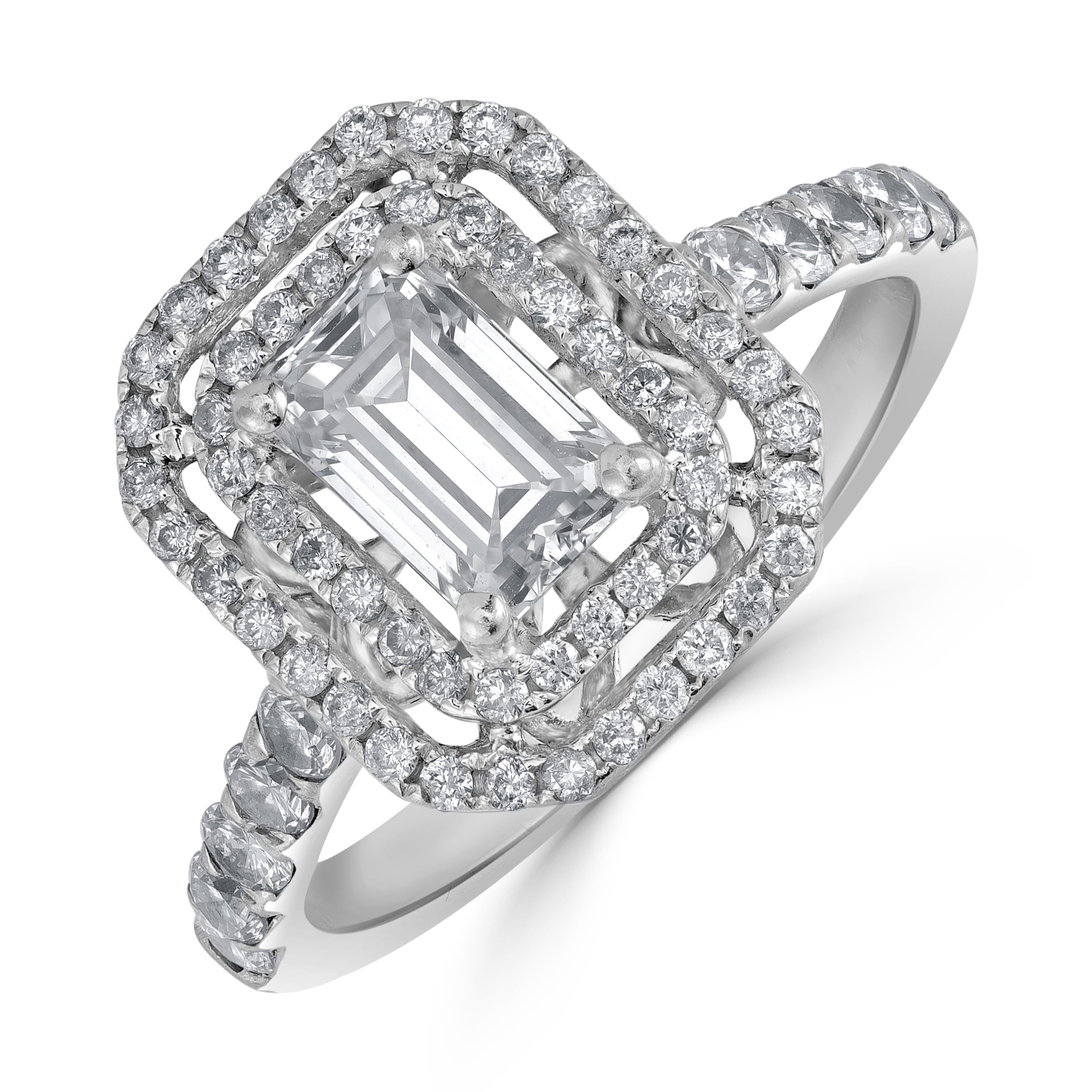 1.02 ct Solitaire Emerald Cut Diamond Engagement Ring in 14K White Gold