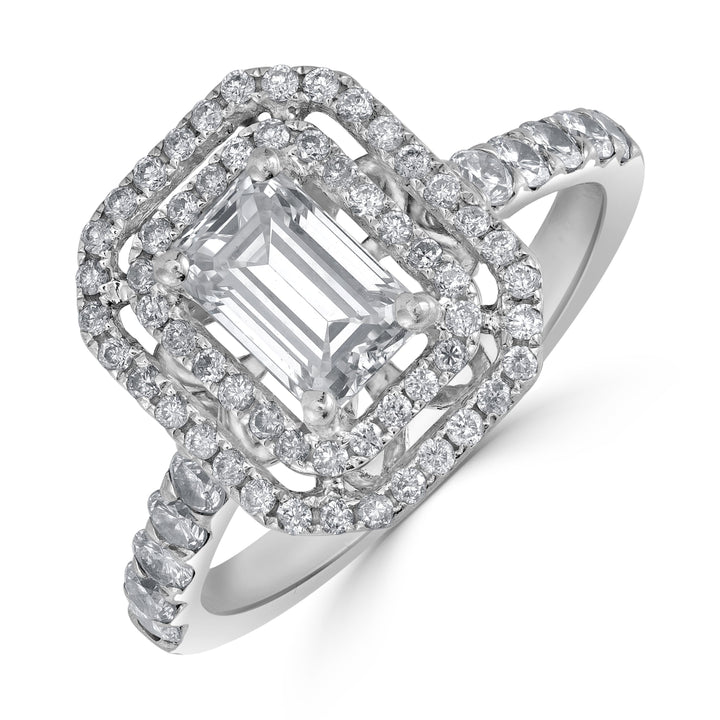 1.02 ct Solitaire Emerald Cut Diamond Engagement Ring in 14K White Gold