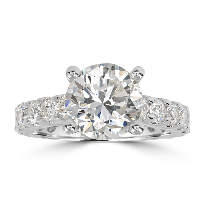3.05 ct Solitaire Round Diamond Engagement Ring in 18K White Gold - EGL Certified