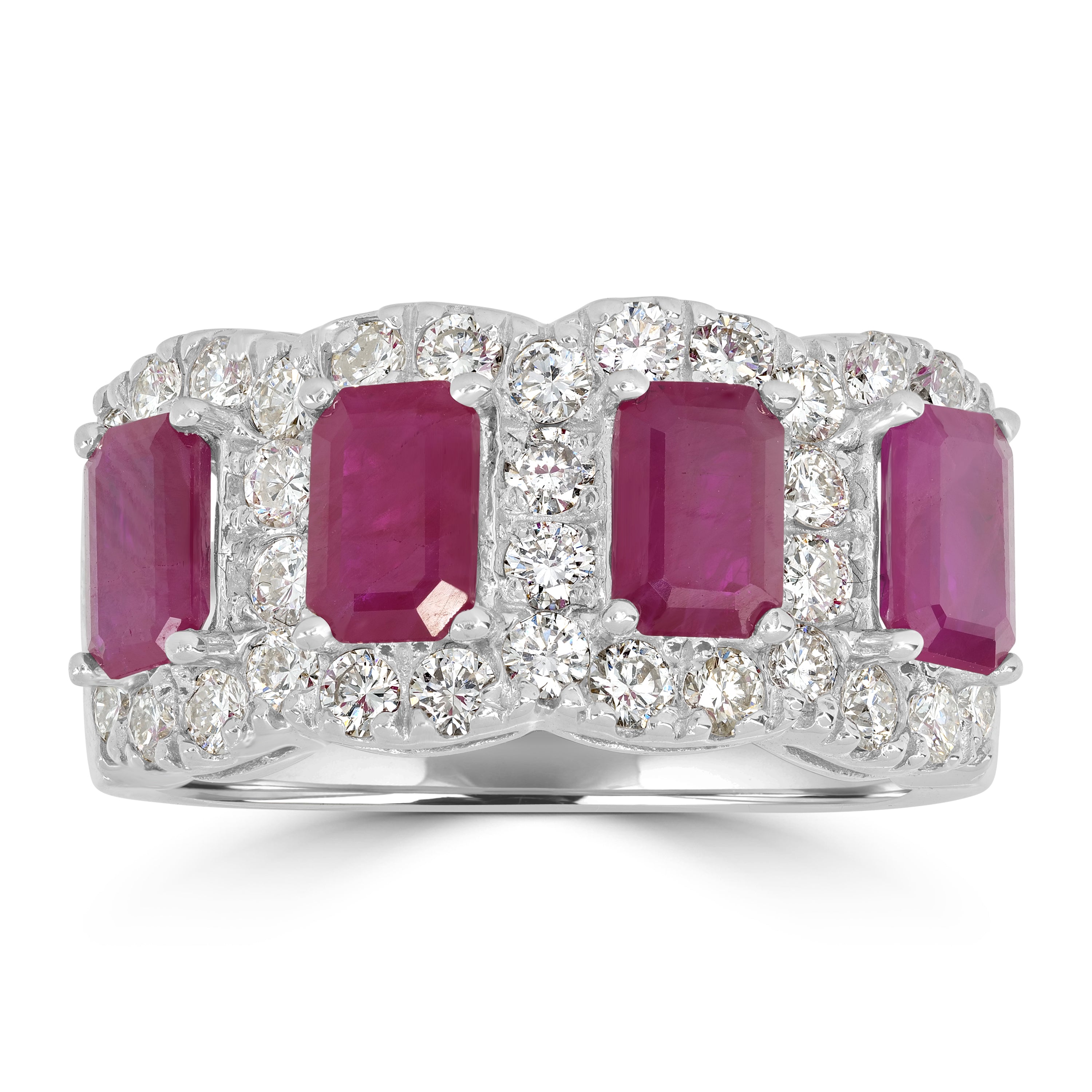 2.78 ct Ruby & Diamond Band Ring in 18K White Gold